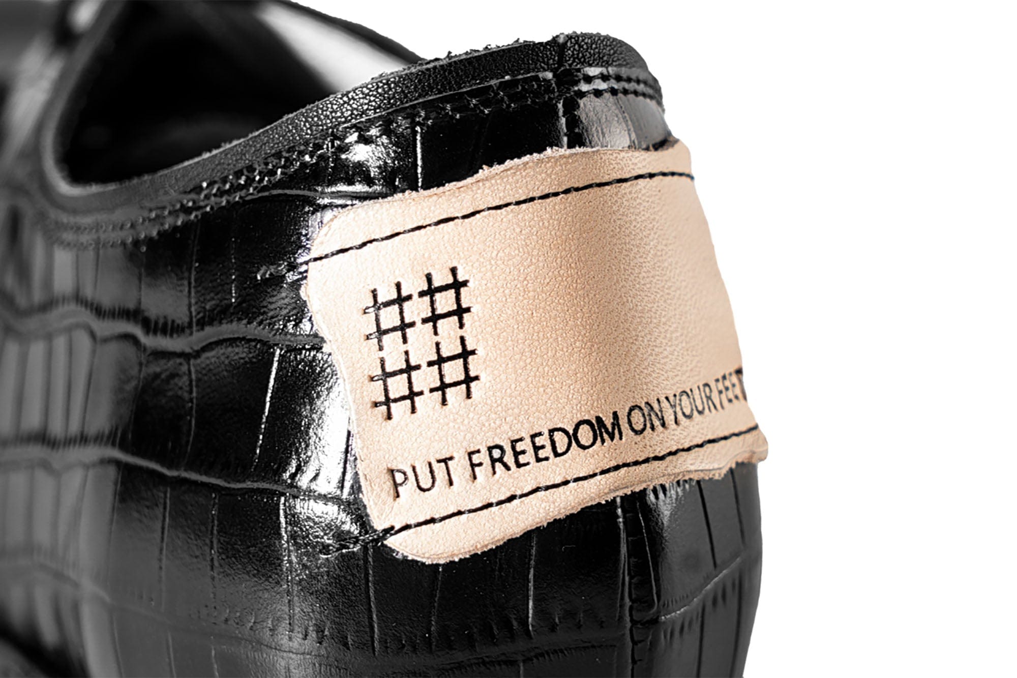 REWRITE Croc-Embossed Square-Toe Derby Shoes, premium urban and streetwear designers apparel on PROJECTISR.com, REWRITE