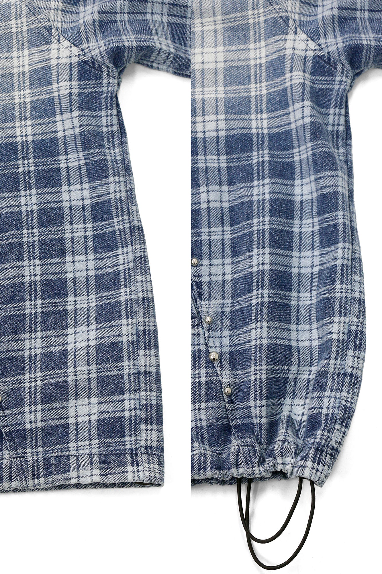RELABEL Plaid Rivet Paneled Faded Hoodie, premium urban and streetwear designers apparel on PROJECTISR.com, RELABEL