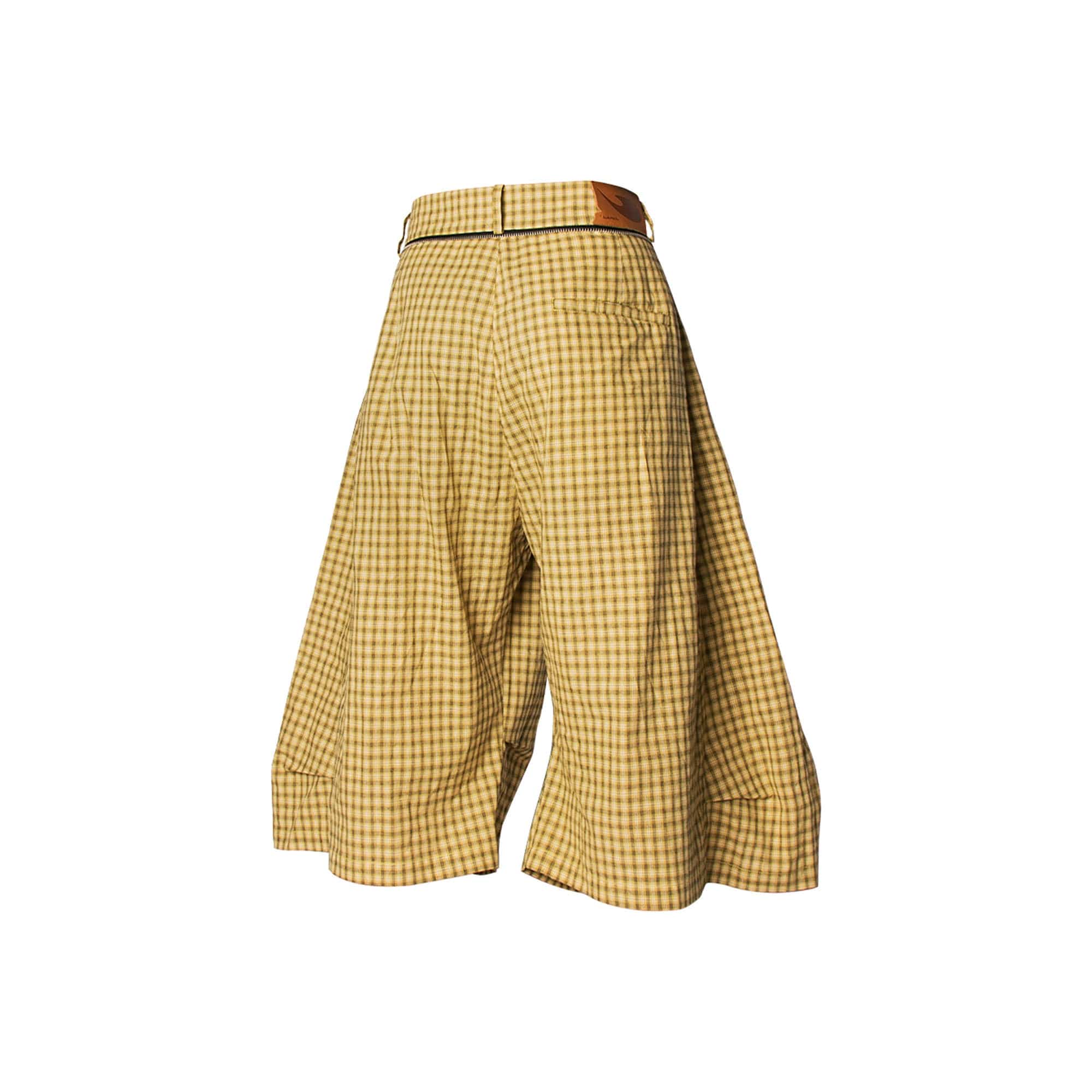 RELABEL Detachable Scarf Grid Pleated Shorts, premium urban and streetwear designers apparel on PROJECTISR.com, RELABEL
