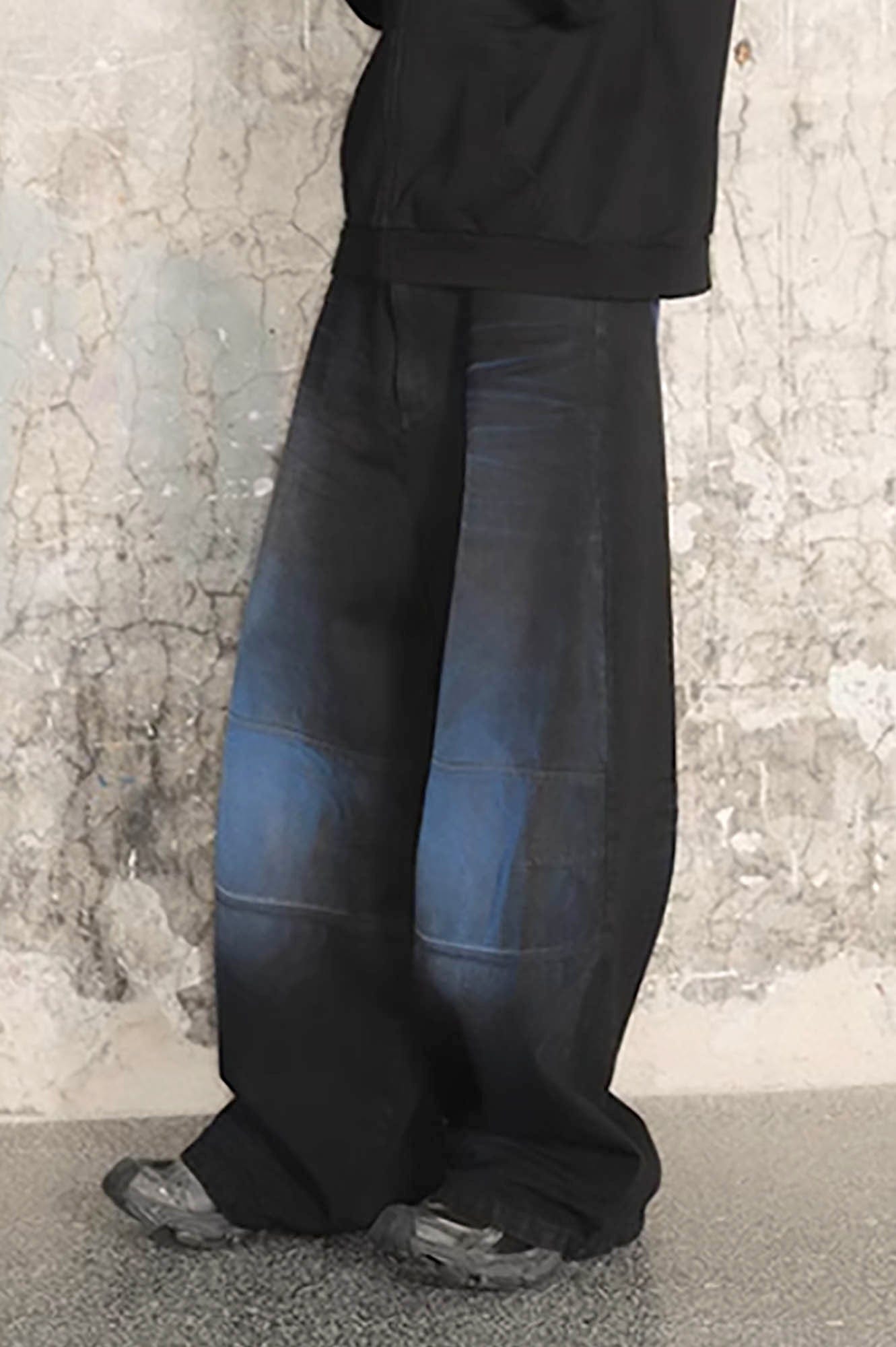 TRIANGLE PROJECT Faded Wide-Leg Denim Pants, premium urban and streetwear designers apparel on PROJECTISR.com, TRIANGLE PROJECT