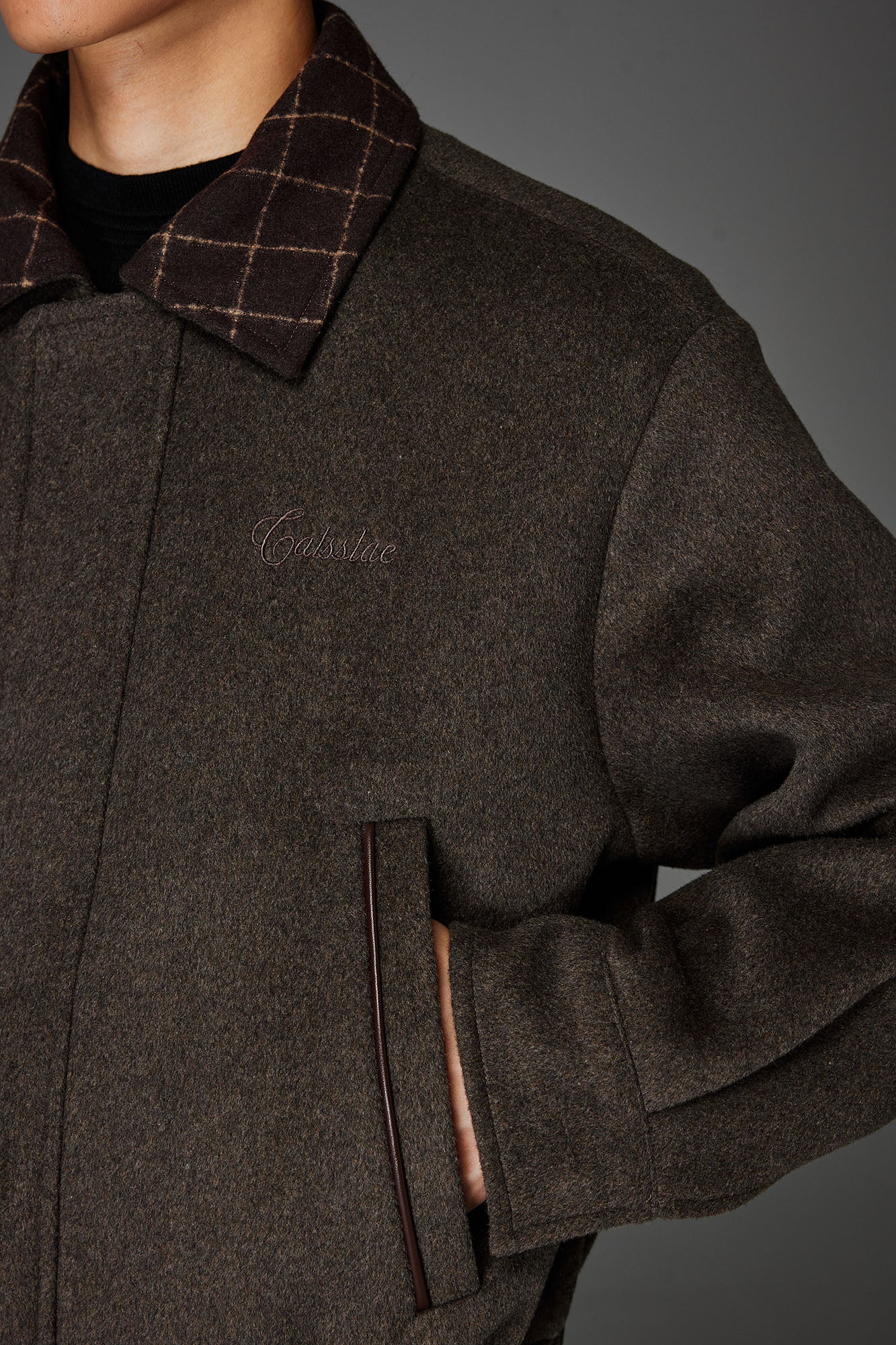 CATSSTAC Wool-Blend Plaid-Collar Bomber Jacket