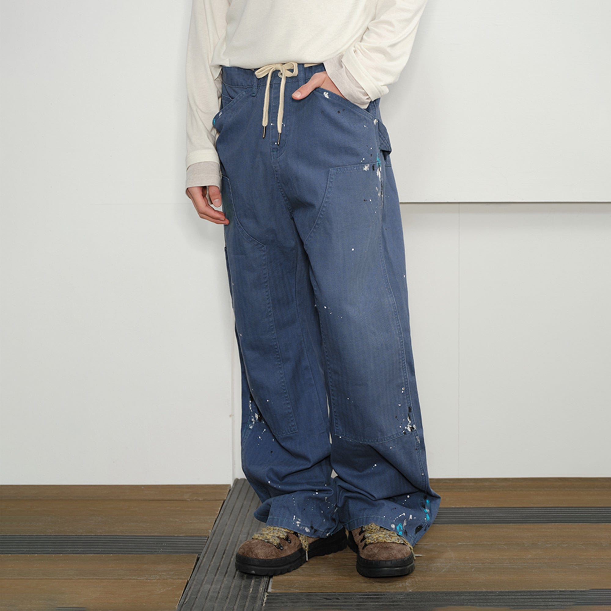 KREATE Paint-Splattered Double-Knee Pants, premium urban and streetwear designers apparel on PROJECTISR.com, KREATE