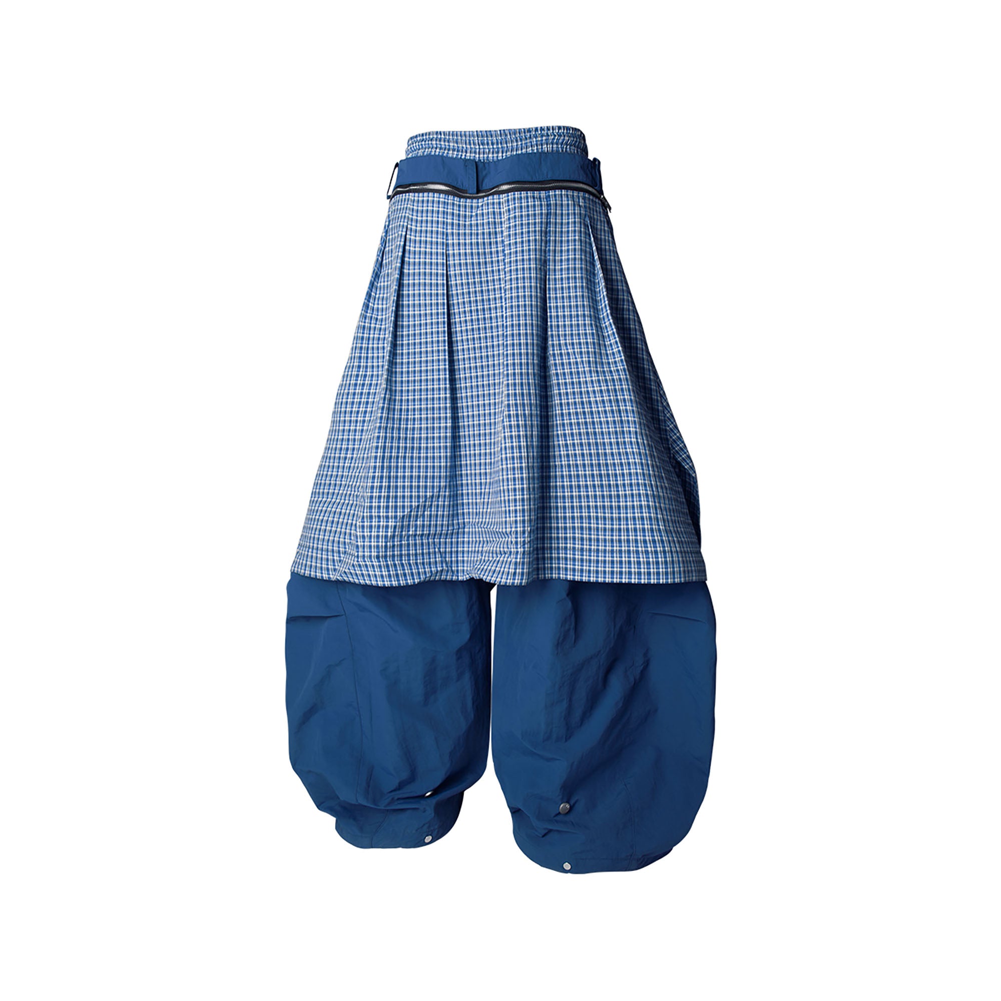 RELABEL Drawstring Layered Double-Waistband Parachute Pants Blue, premium urban and streetwear designers apparel on PROJECTISR.com, RELABEL