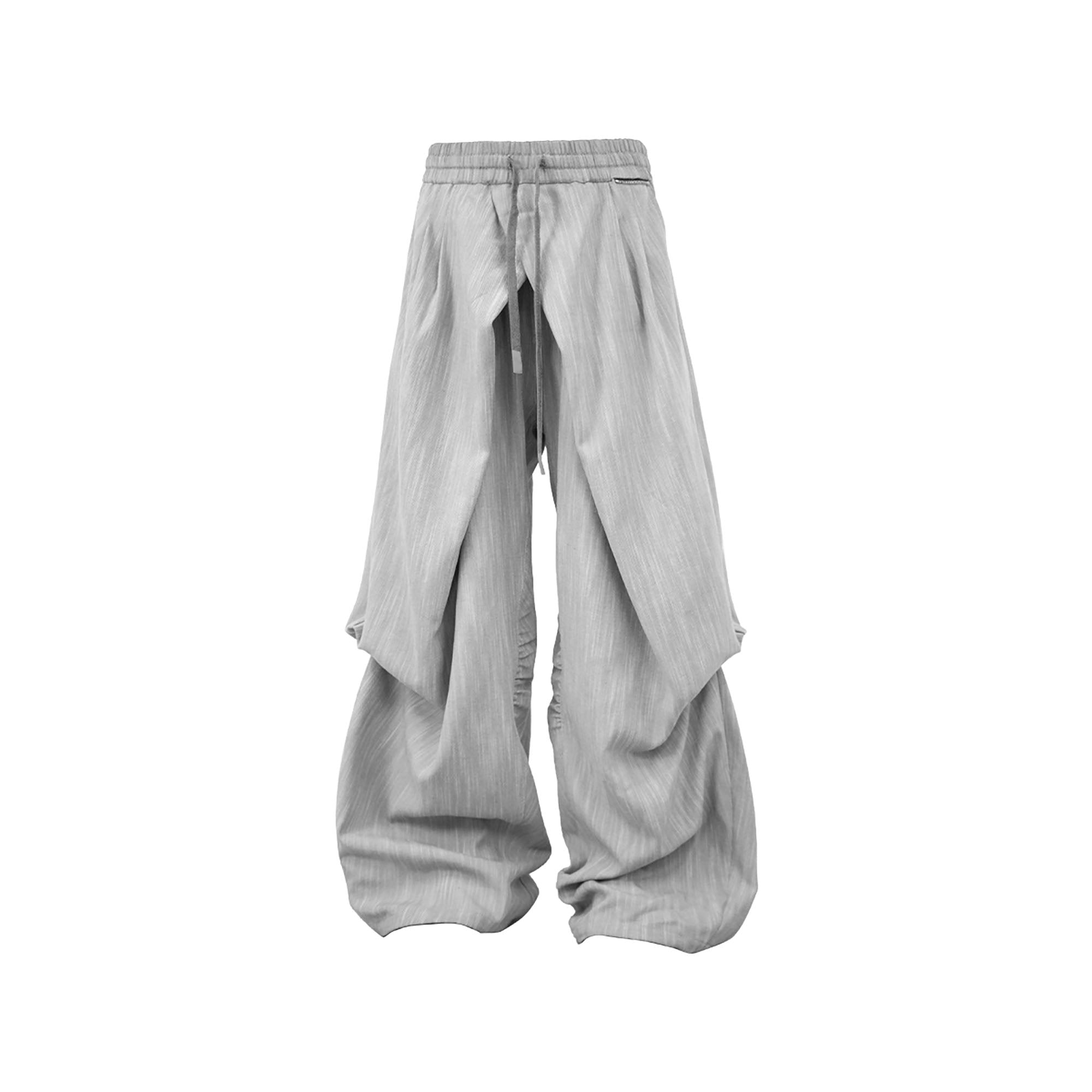 RELABEL Crinkled Drawstring Oversized Pants Gray
