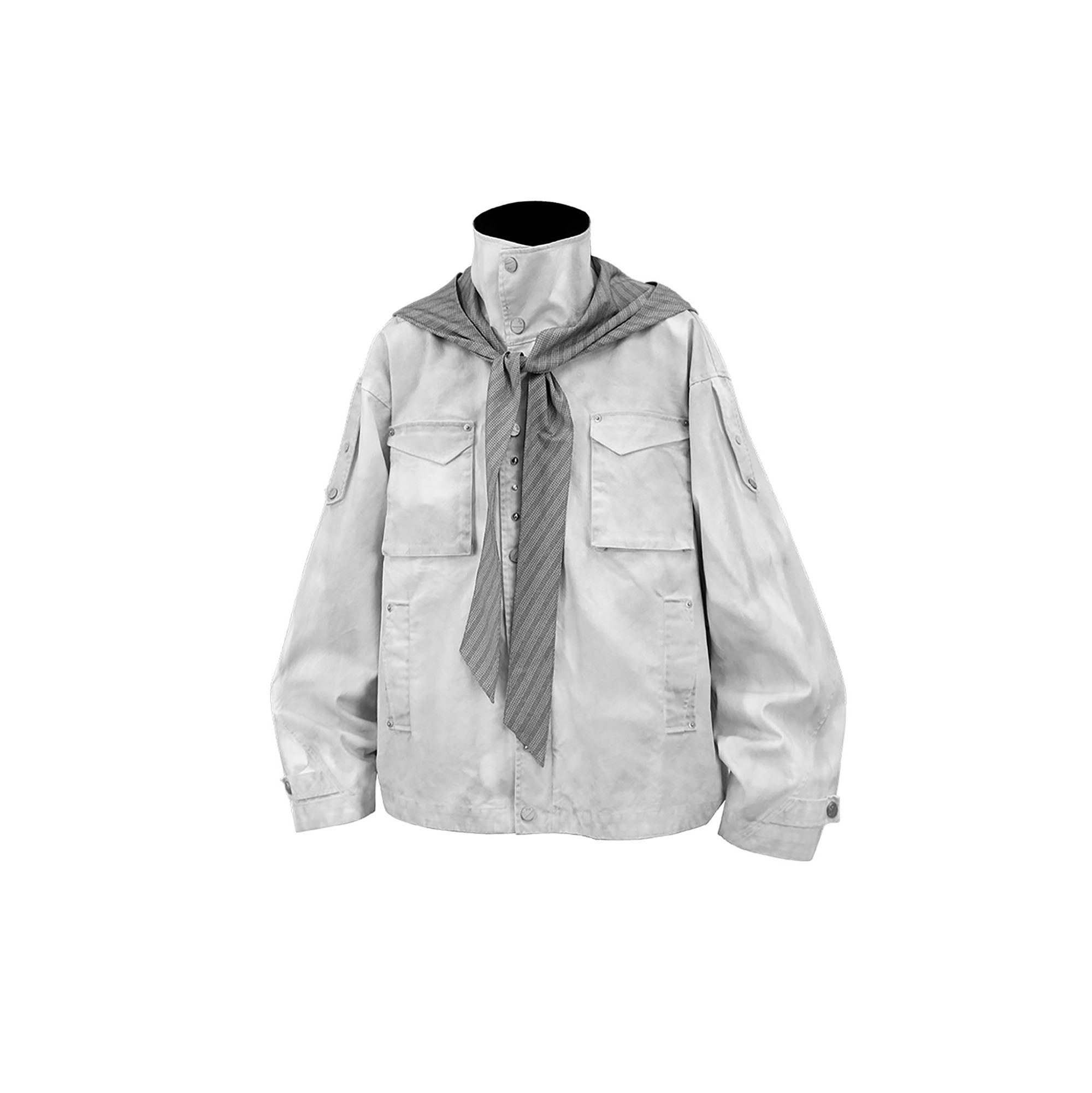 RELABEL Distressed Plaid Hood Oversized Jacket White, premium urban and streetwear designers apparel on PROJECTISR.com, RELABEL