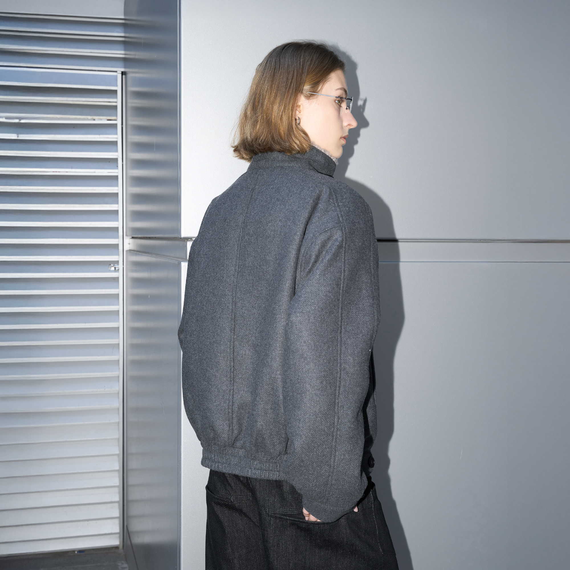 LABELROOM Modern Faux-Fur Collar Wool Jacket Gray, premium urban and streetwear designers apparel on PROJECTISR.com, LABELROOM