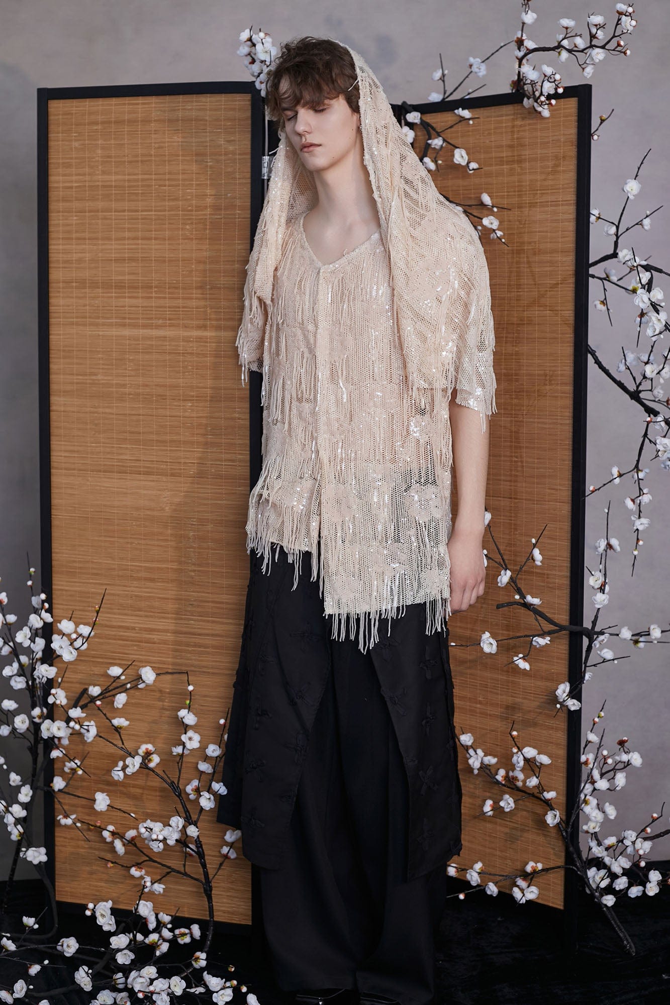 JIECHI Fringed Sequin Embroidered Hooded Poncho, premium urban and streetwear designers apparel on PROJECTISR.com, JIECHI