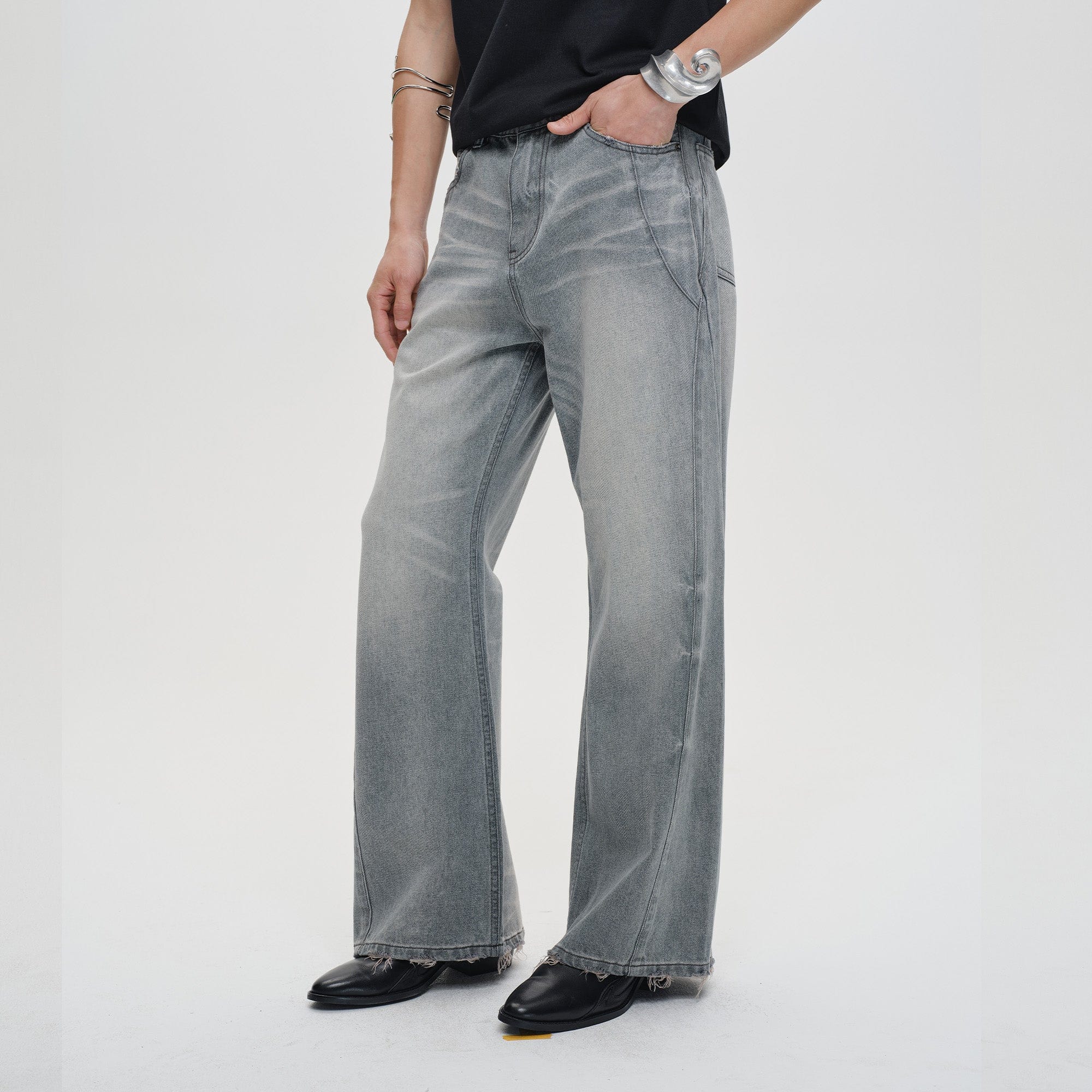 CATSSTAC Retro Mist-Washed Straight-Leg Jeans