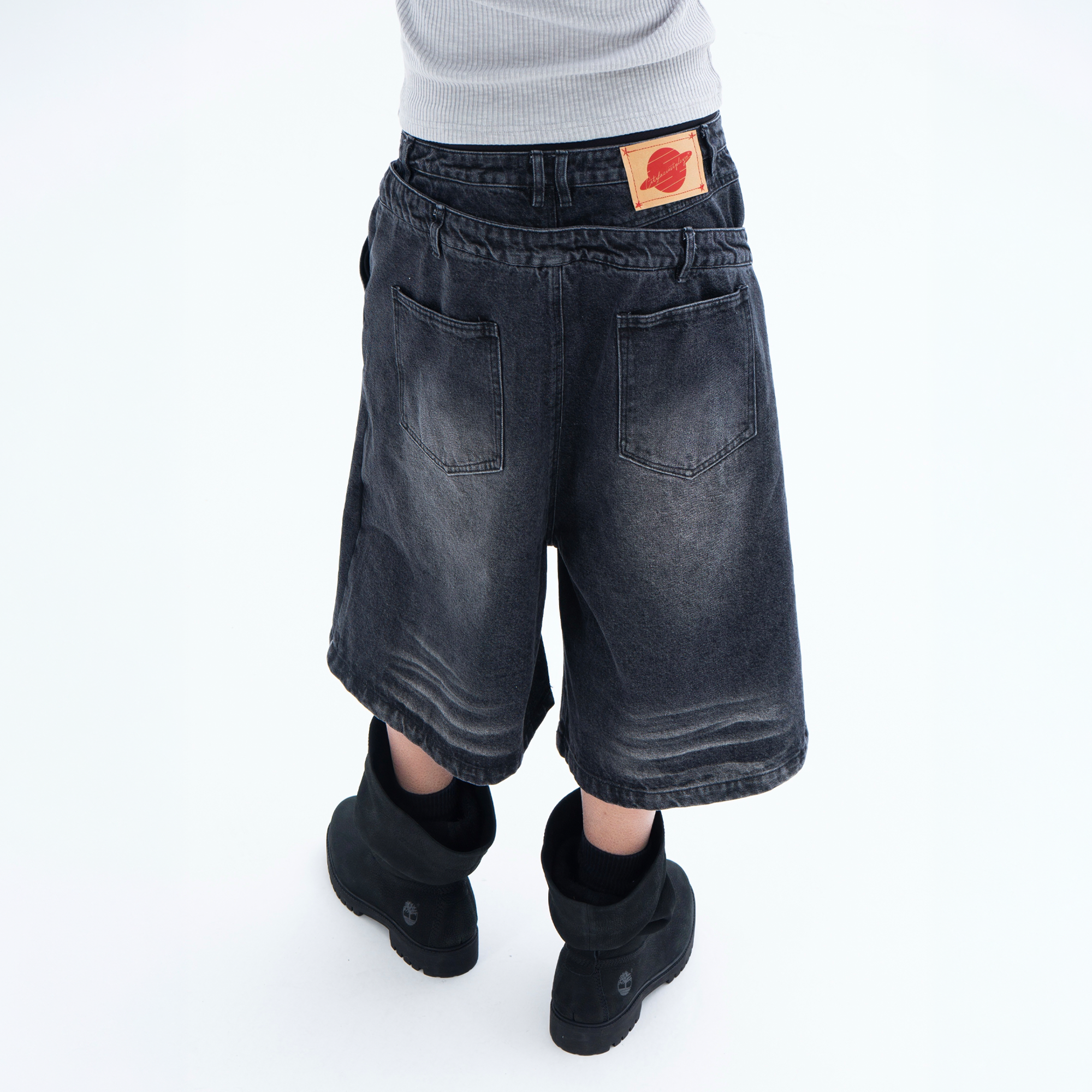 CLP Distressed Double-Waist Denim Shorts