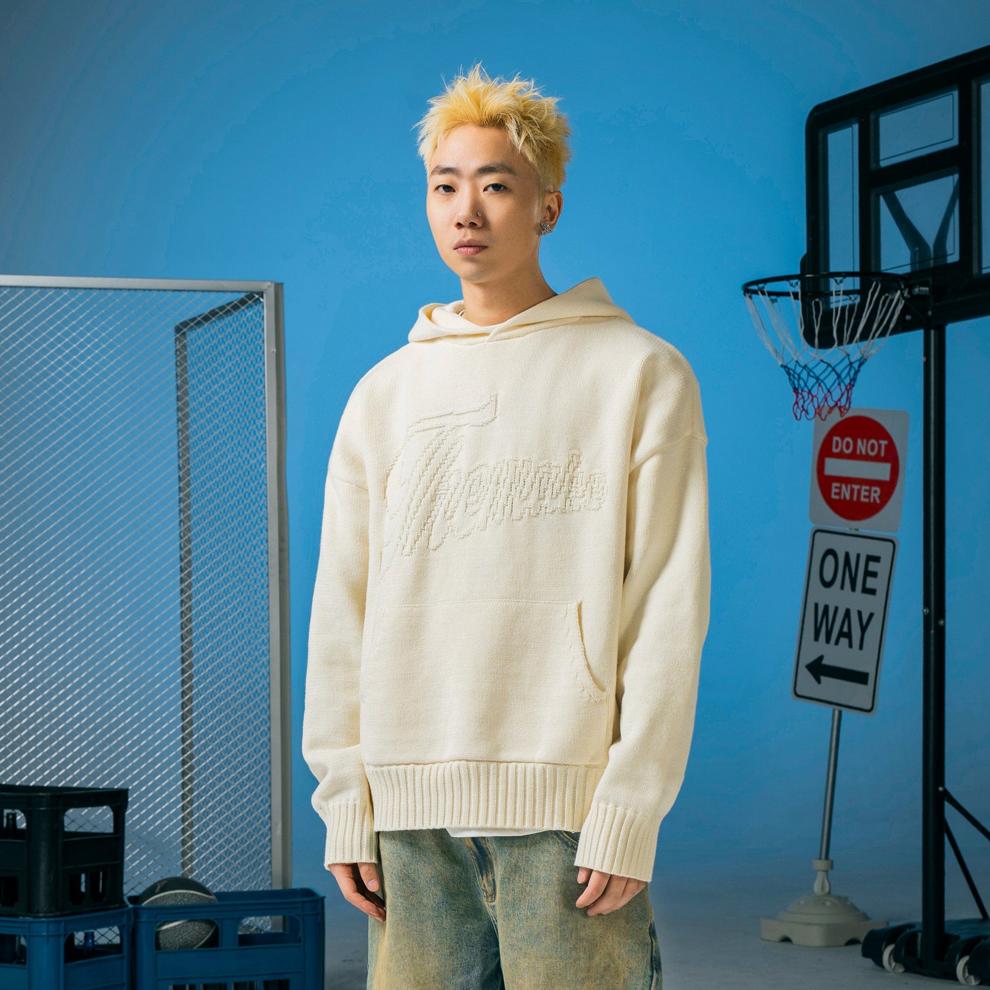 MAKEMORE Modern Big-pocket Logo Hooded Sweater, premium urban and streetwear designers apparel on PROJECTISR.com, MAKEMORE