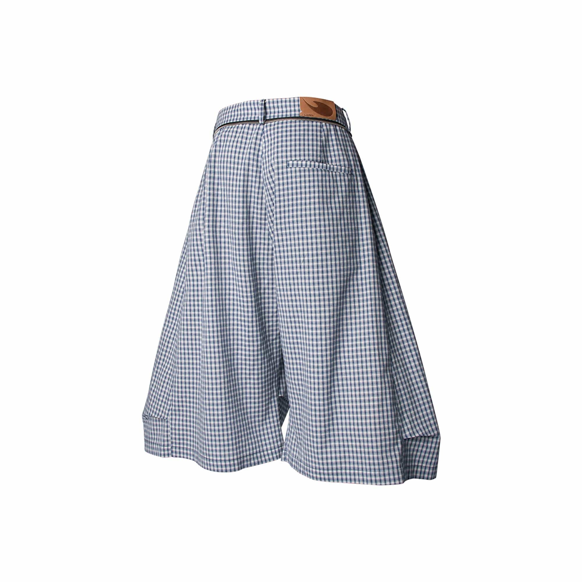 RELABEL Detachable Scarf Grid Pleated Shorts, premium urban and streetwear designers apparel on PROJECTISR.com, RELABEL