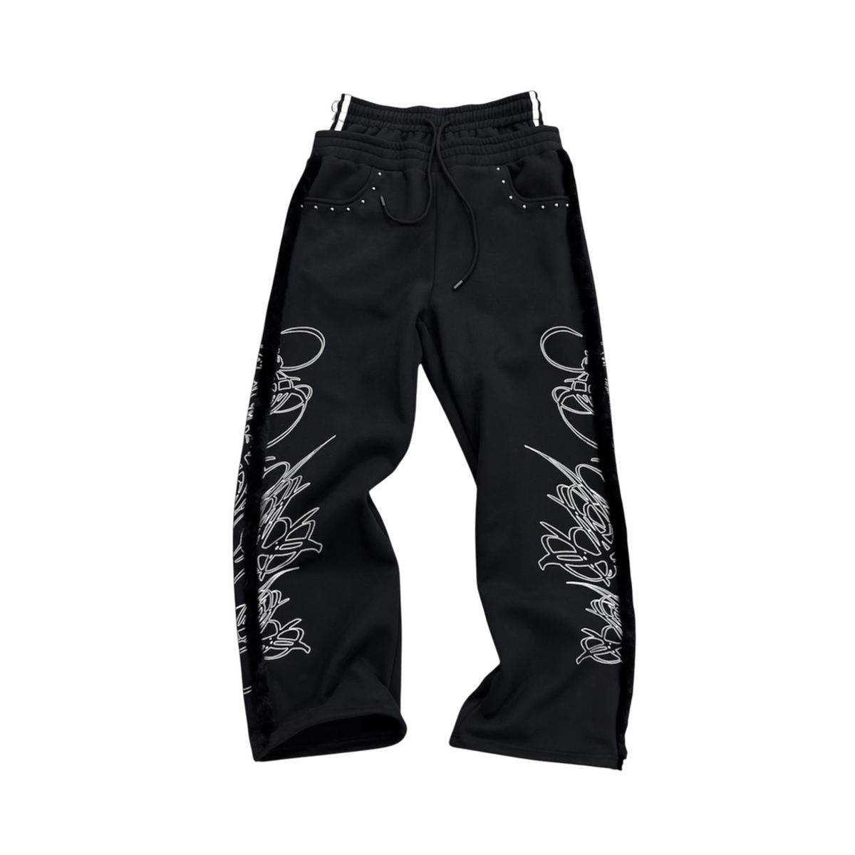 SAXGENWON Thorn Graphic Studded Hoodie & Double-Waistband Sweatpants Set