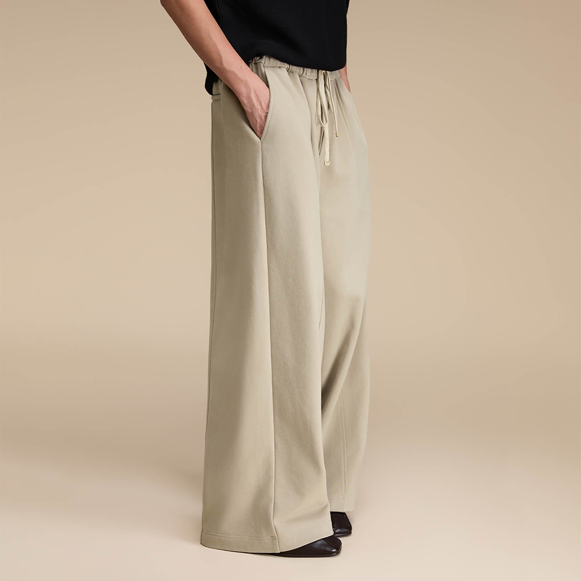 OPICLOTH Essential Fleece-Lined Spliced Wide-Leg Pants, premium urban and streetwear designers apparel on PROJECTISR.com, OPICLOTH
