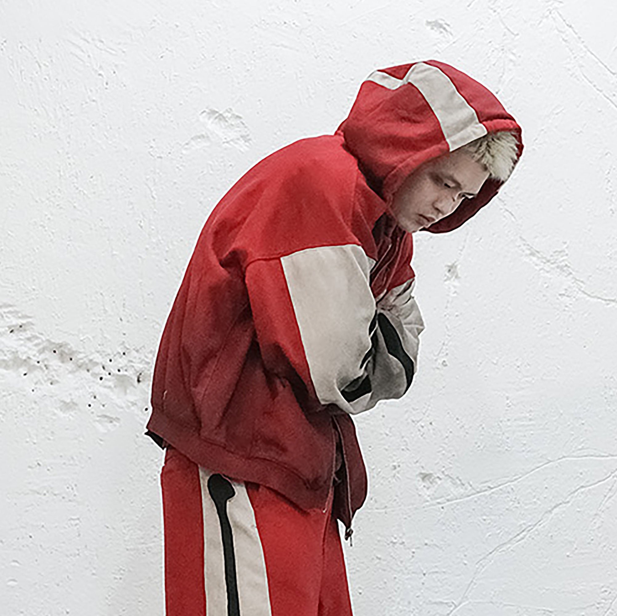 UNDERWATER Skeleton Distressed Contrast Panel Hooded Jacket