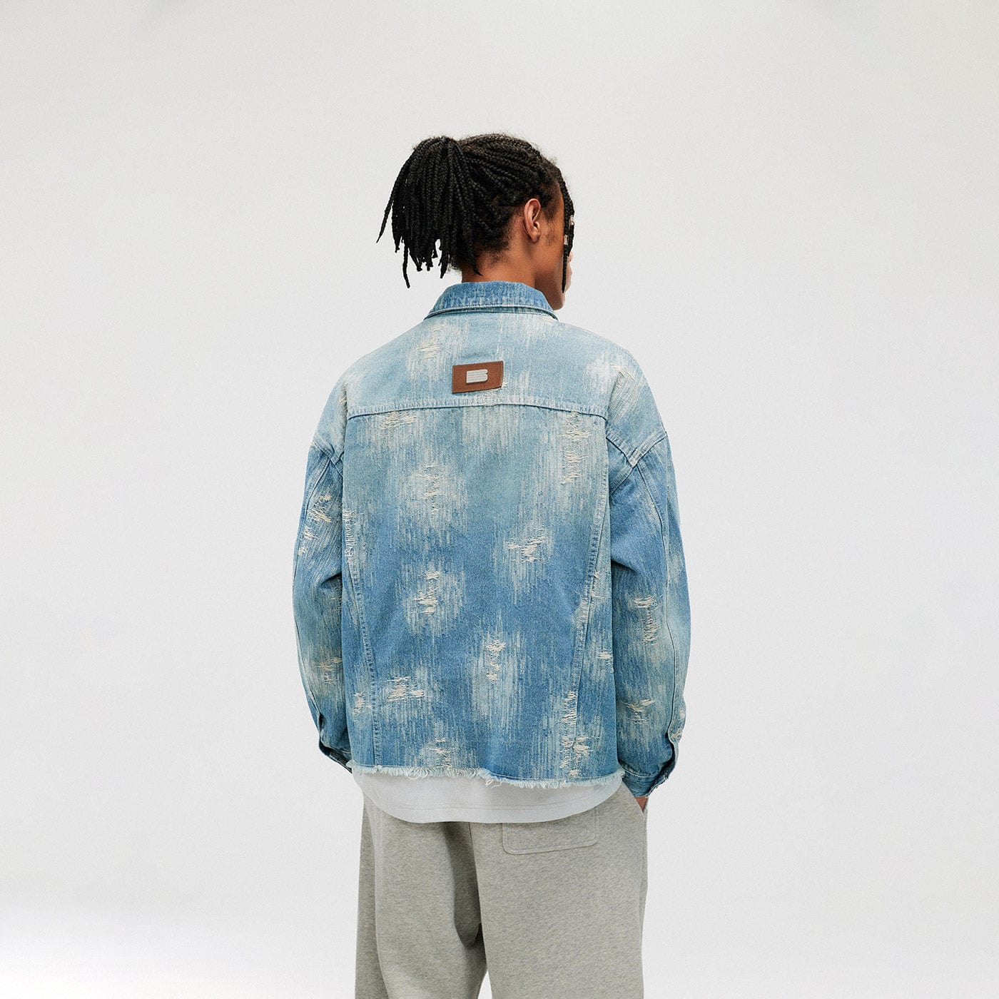 BONELESS Raw-Edge Washed Denim Jacket, premium urban and streetwear designers apparel on PROJECTISR.com, BONELESS
