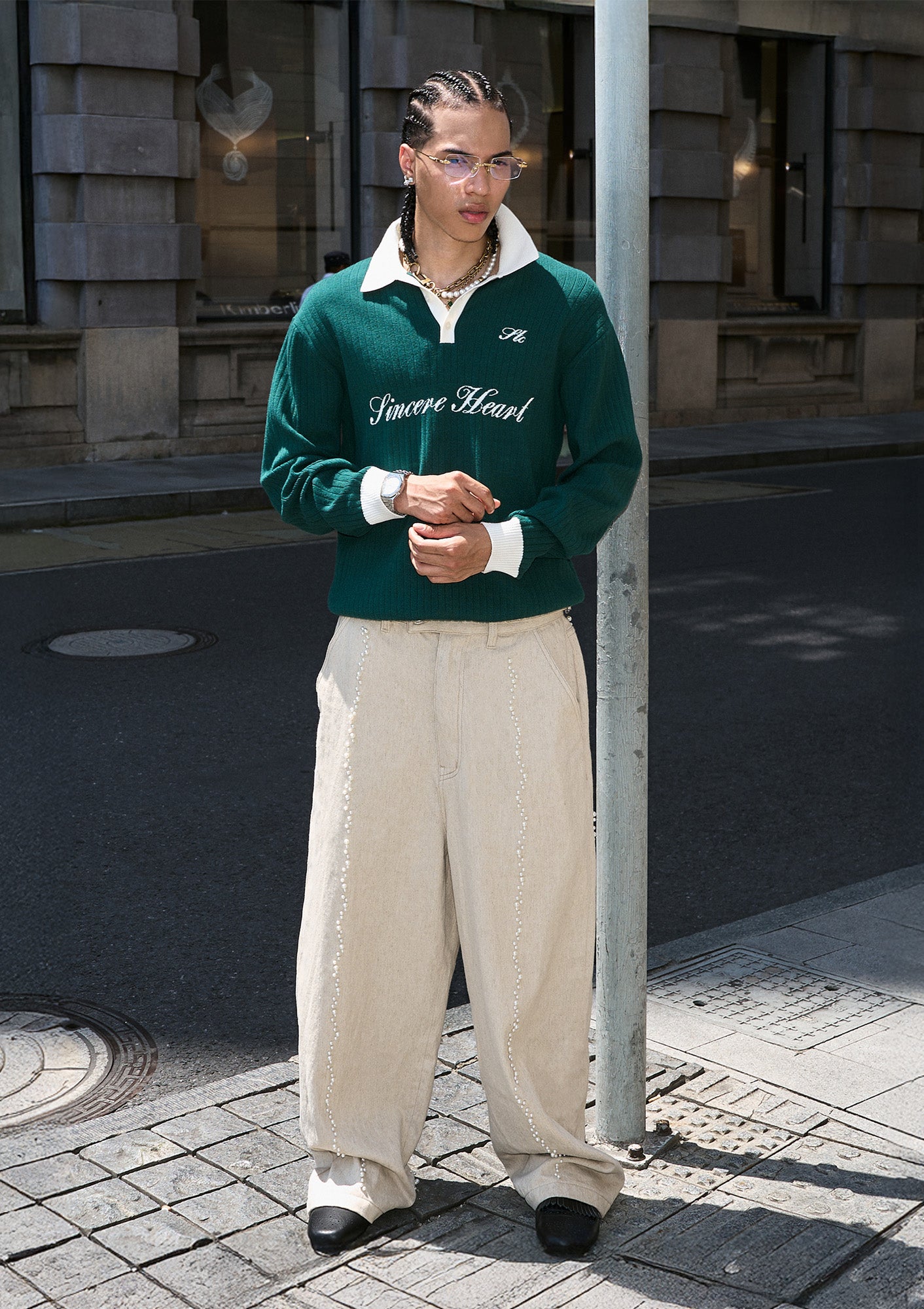 STEEPC Contrast Collar Polo Sweater, premium urban and streetwear designers apparel on PROJECTISR.com, STEEPC