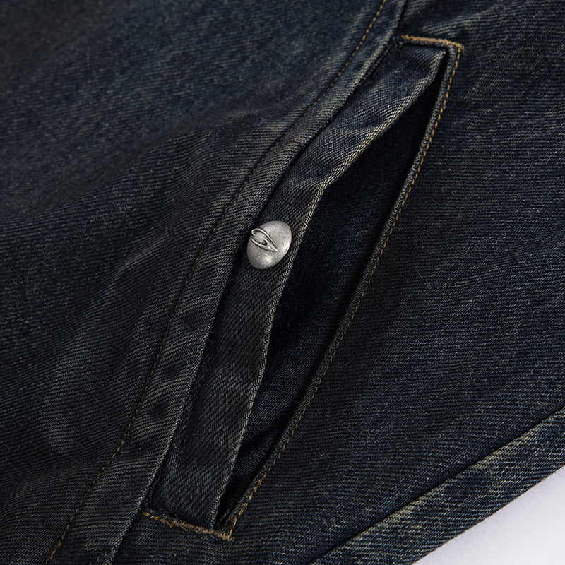 F2CE Washed Paneled Denim Hooded Jacket