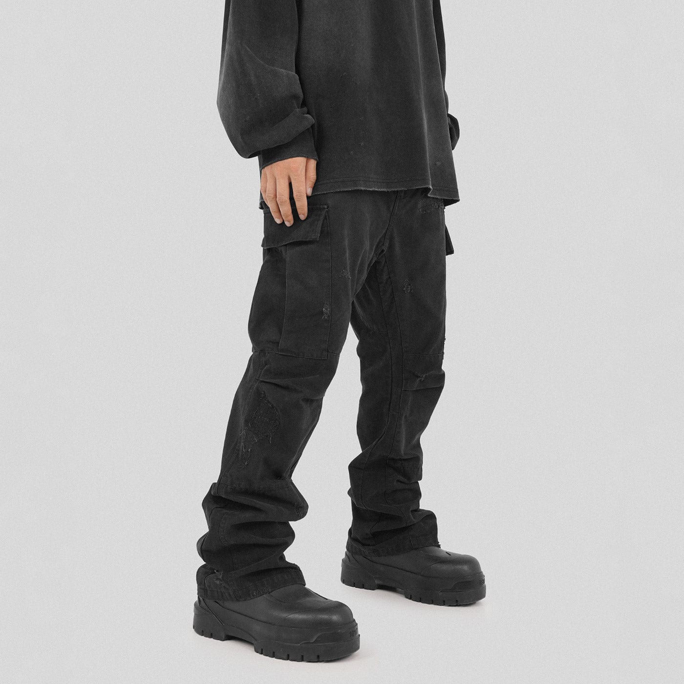 UNDERWATER Distressed Flare Pants, premium urban and streetwear designers apparel on PROJECTISR.com, UNDERWATER