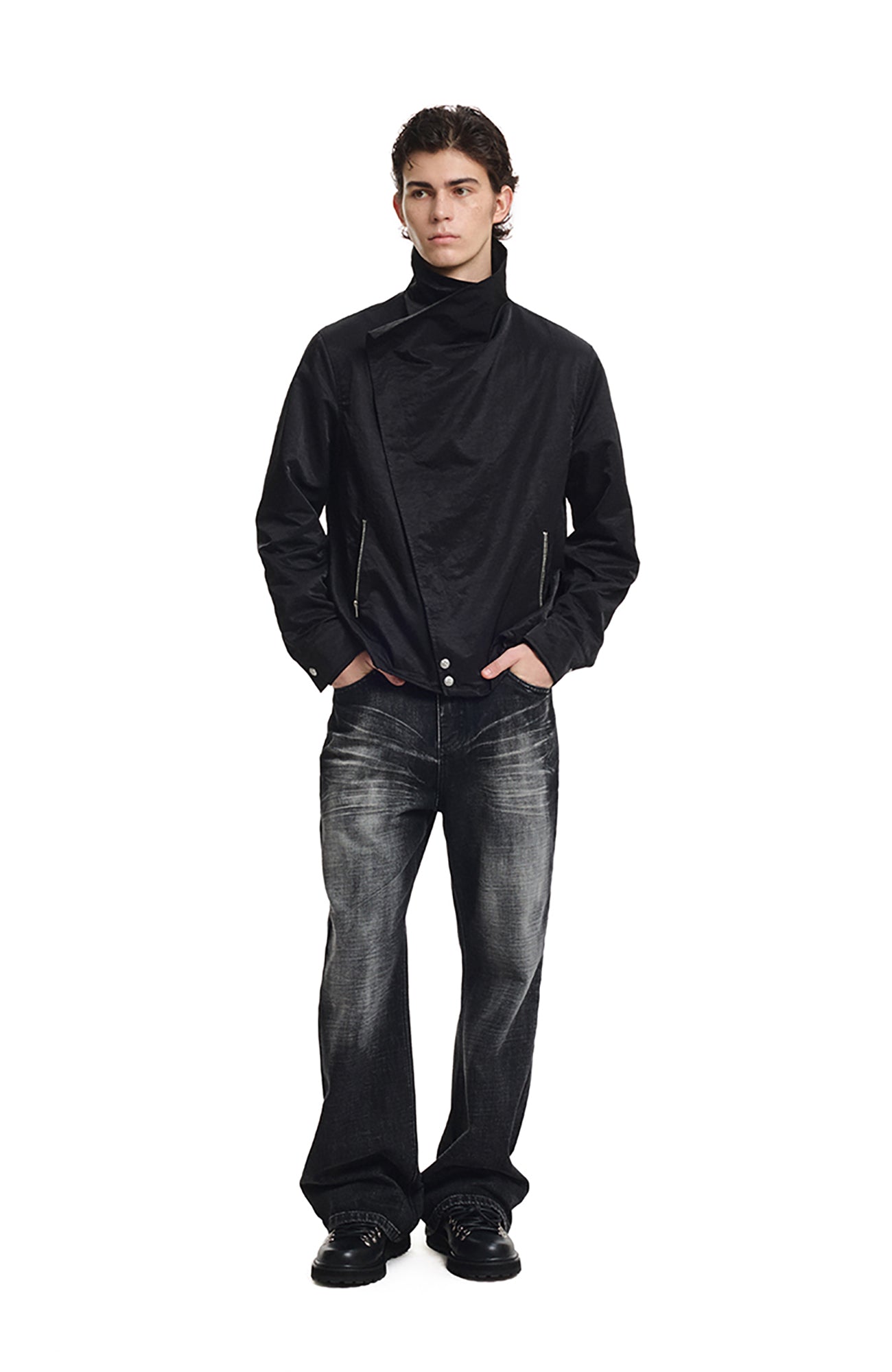 KREATE Asymmetric Convertible Stand Collar Jacket