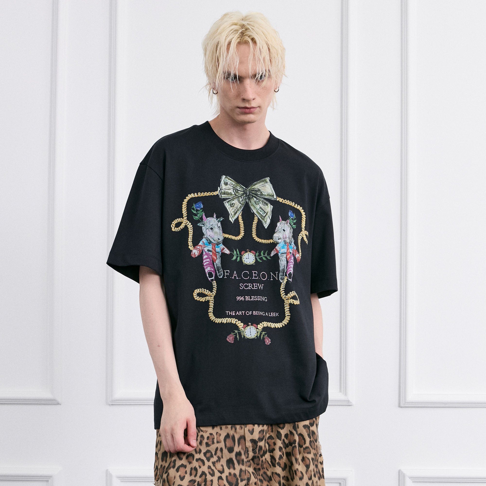 FACEONLAB Whimsical Cow and Horse T-Shirt, premium urban and streetwear designers apparel on PROJECTISR.com, FACEONLAB