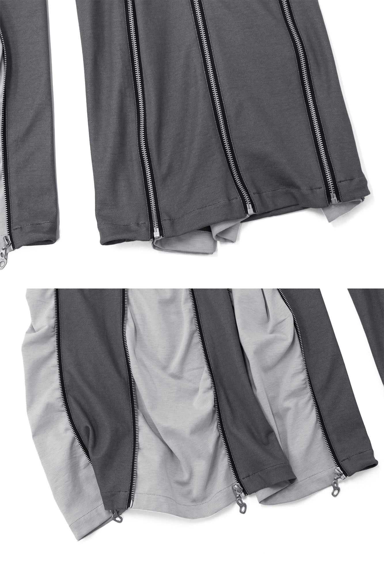 RELABEL Layered Multi-Zip Drawstring Sweatpants Gray