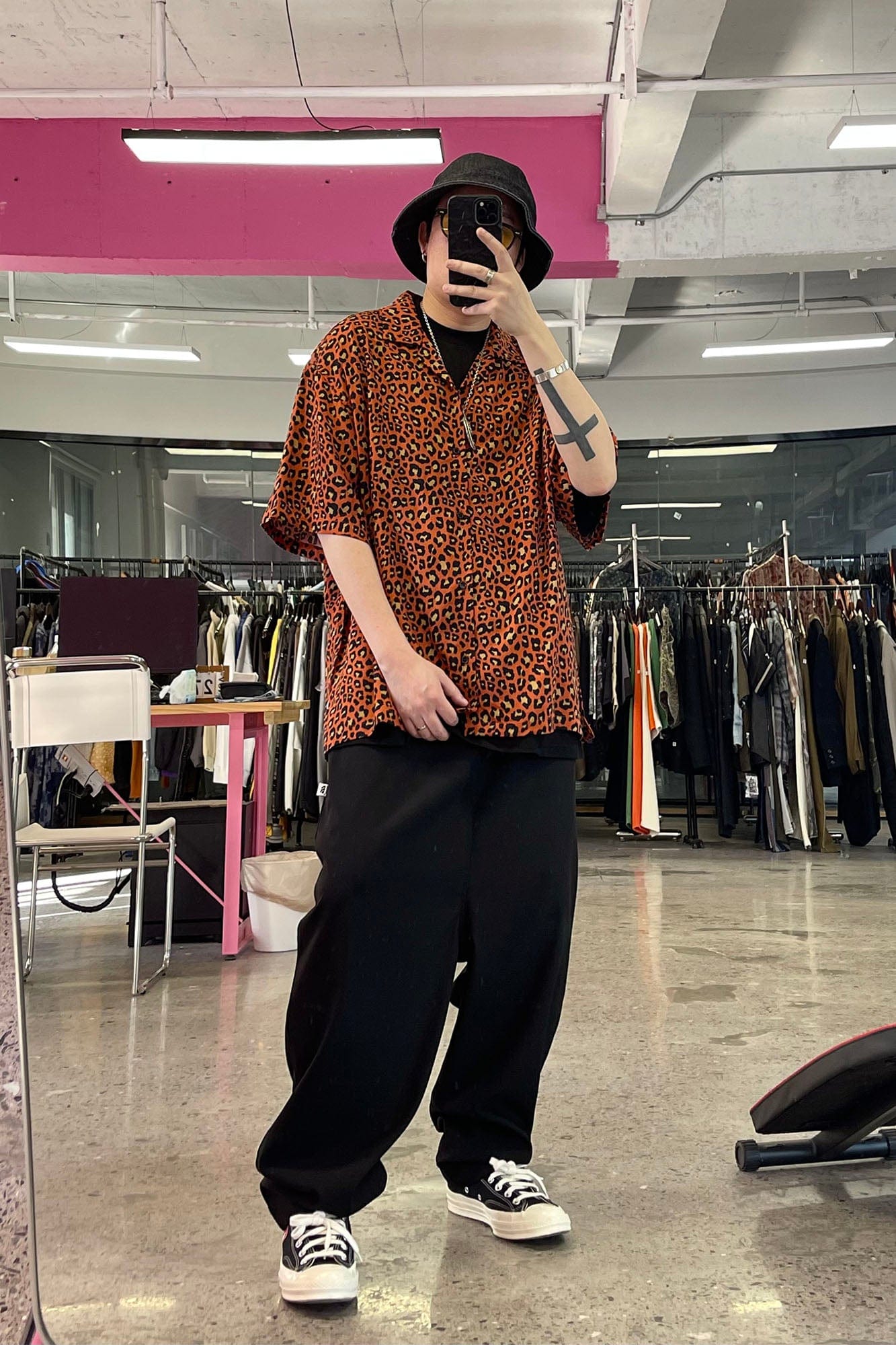 ME DA IGUAL Retro Leopard Full-Print Cuban Half Shirt, premium urban and streetwear designers apparel on PROJECTISR.com, ME DA IGUAL