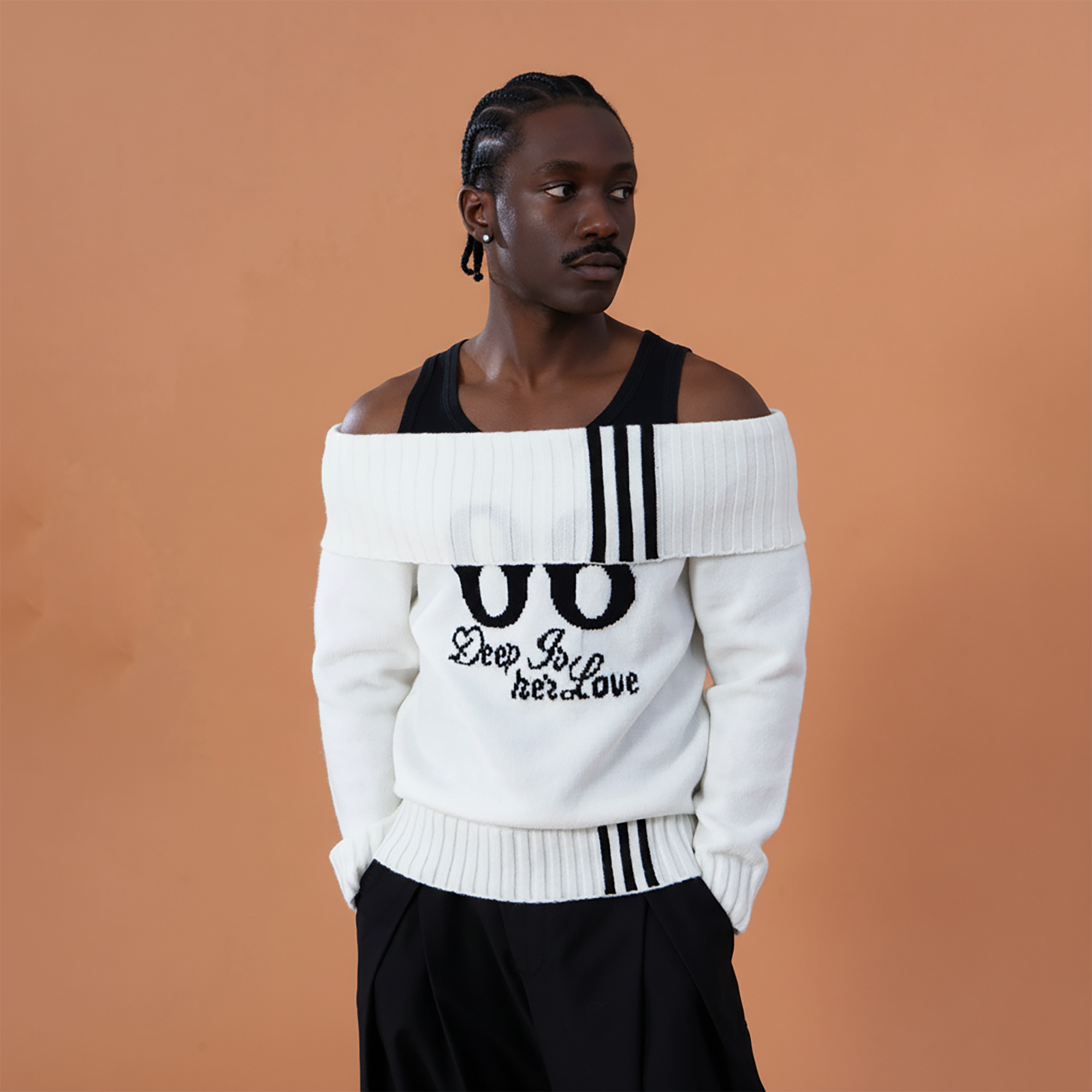 CLP Off-Shoulder Foldover Knit Sweater