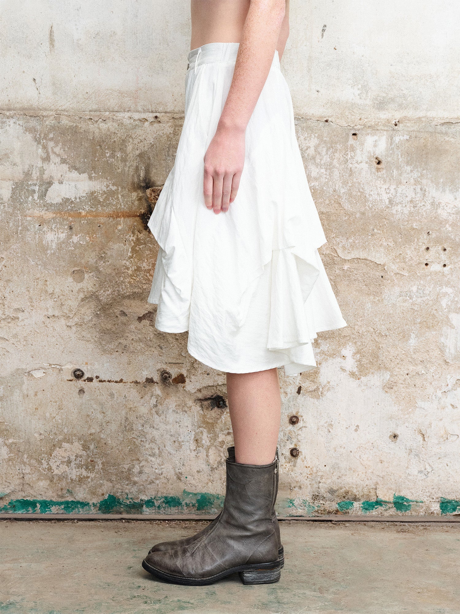 ILNya Nieternite Nifutur Layered Asymmetrical Skort Shorts White, premium urban and streetwear designers apparel on PROJECTISR.com, ILNya Nieternite Nifutur