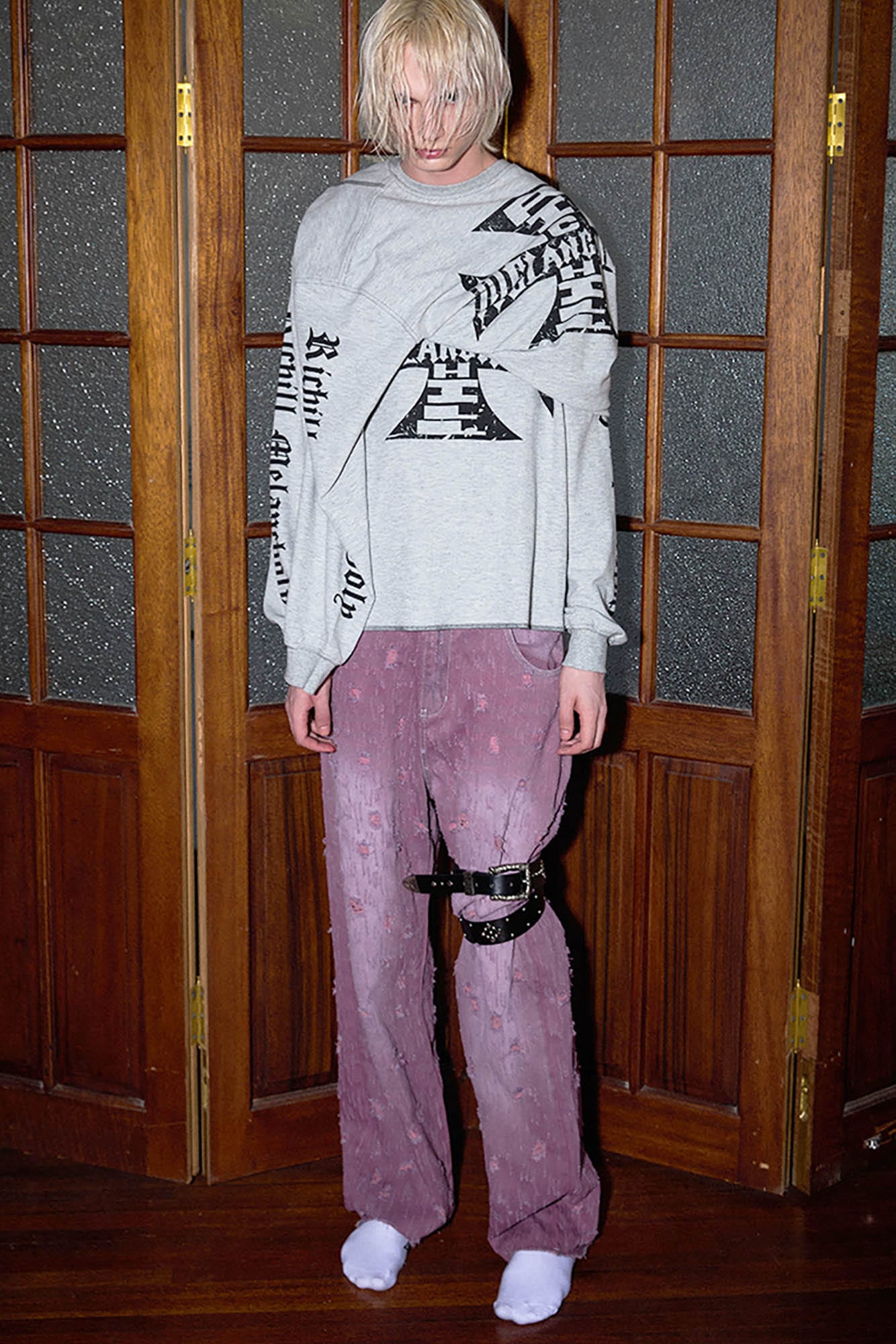 RICHILL Distressed Scratch Straight-Leg Jeans, premium urban and streetwear designers apparel on PROJECTISR.com, RICHILL