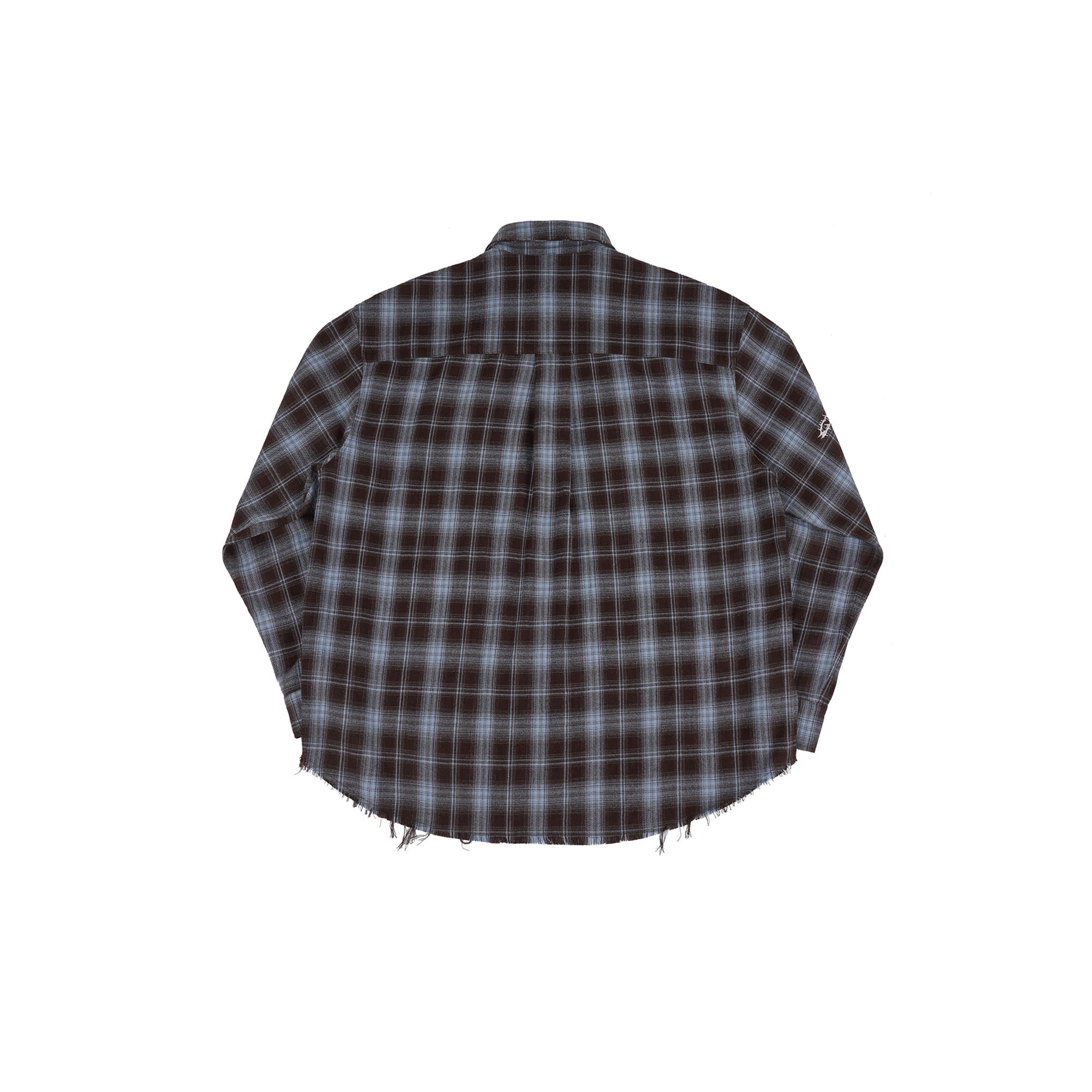 UNDERWATER Plaid Raw Edge Shirt Blue