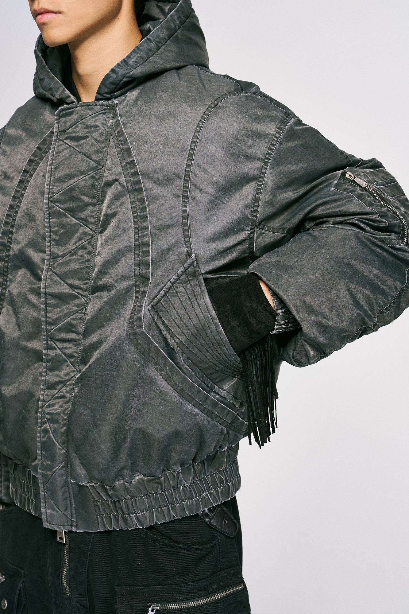 CATSSTAC Washed Nylon Bomber Puffer Jacket