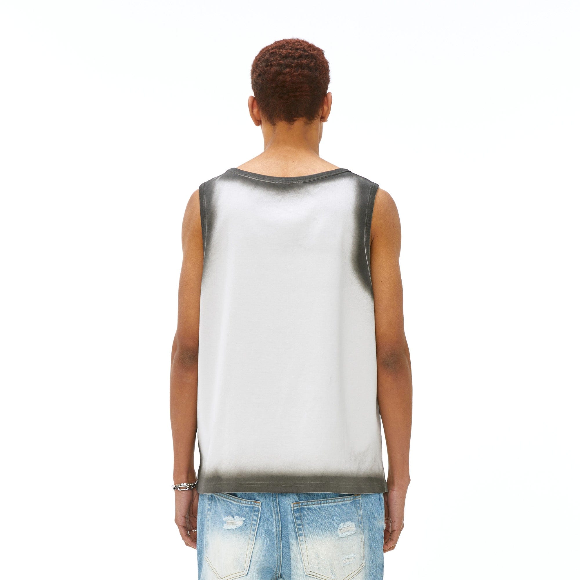 VANN VALRENCE Distressed Edge-Sprayed Oversized Tank Top