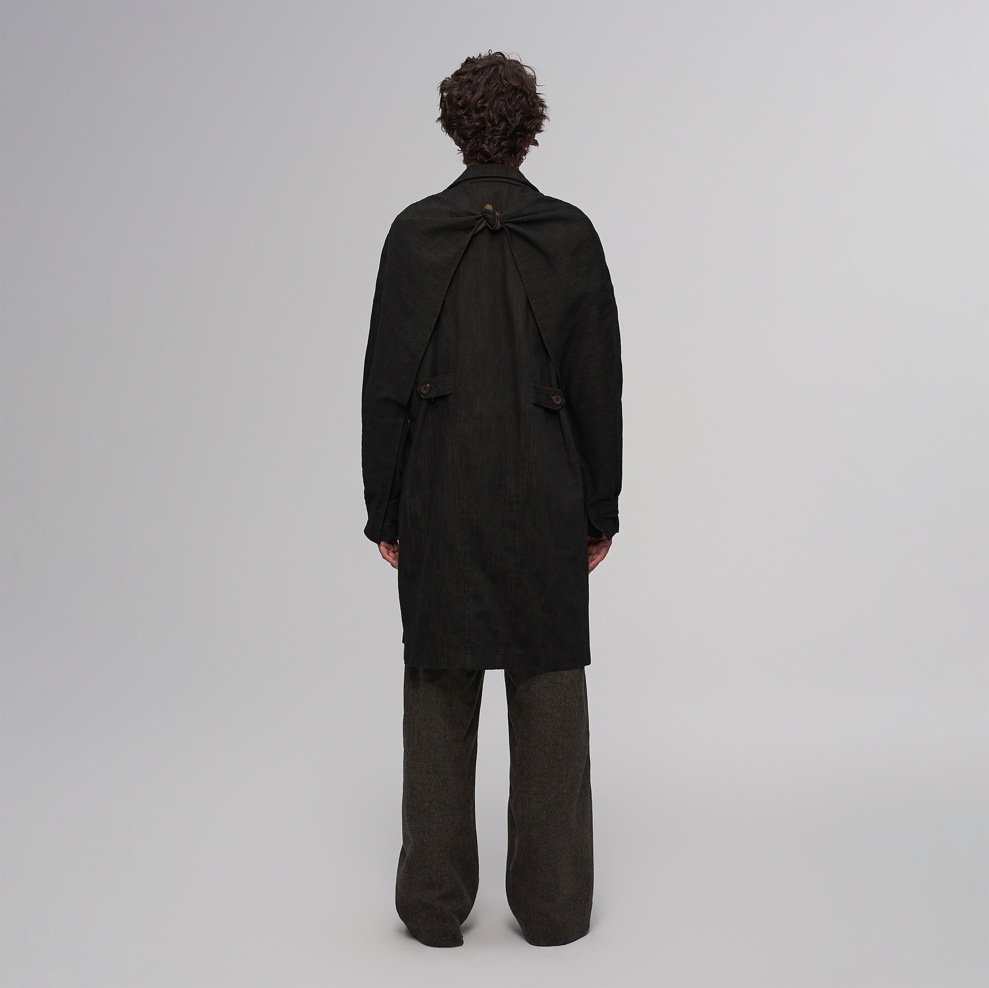 ILNya Nieternite Nifutur Knotted Cape-Back Linen-Blend Trench, premium urban and streetwear designers apparel on PROJECTISR.com, ILNya Nieternite Nifutur