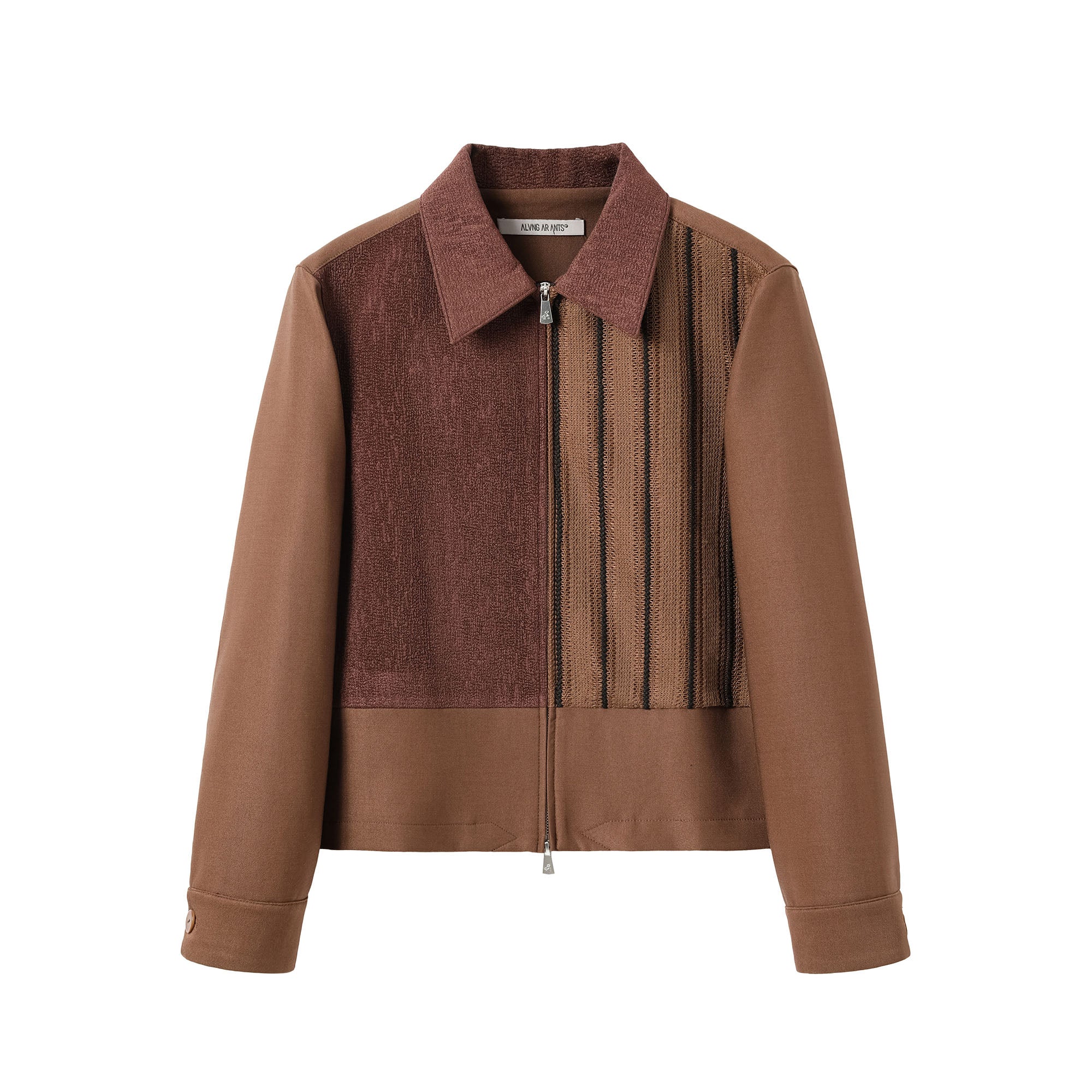 ALVNG AR ANTS Contrast Paneled Knit Jacket, premium urban and streetwear designers apparel on PROJECTISR.com, ALVNG AR ANTS