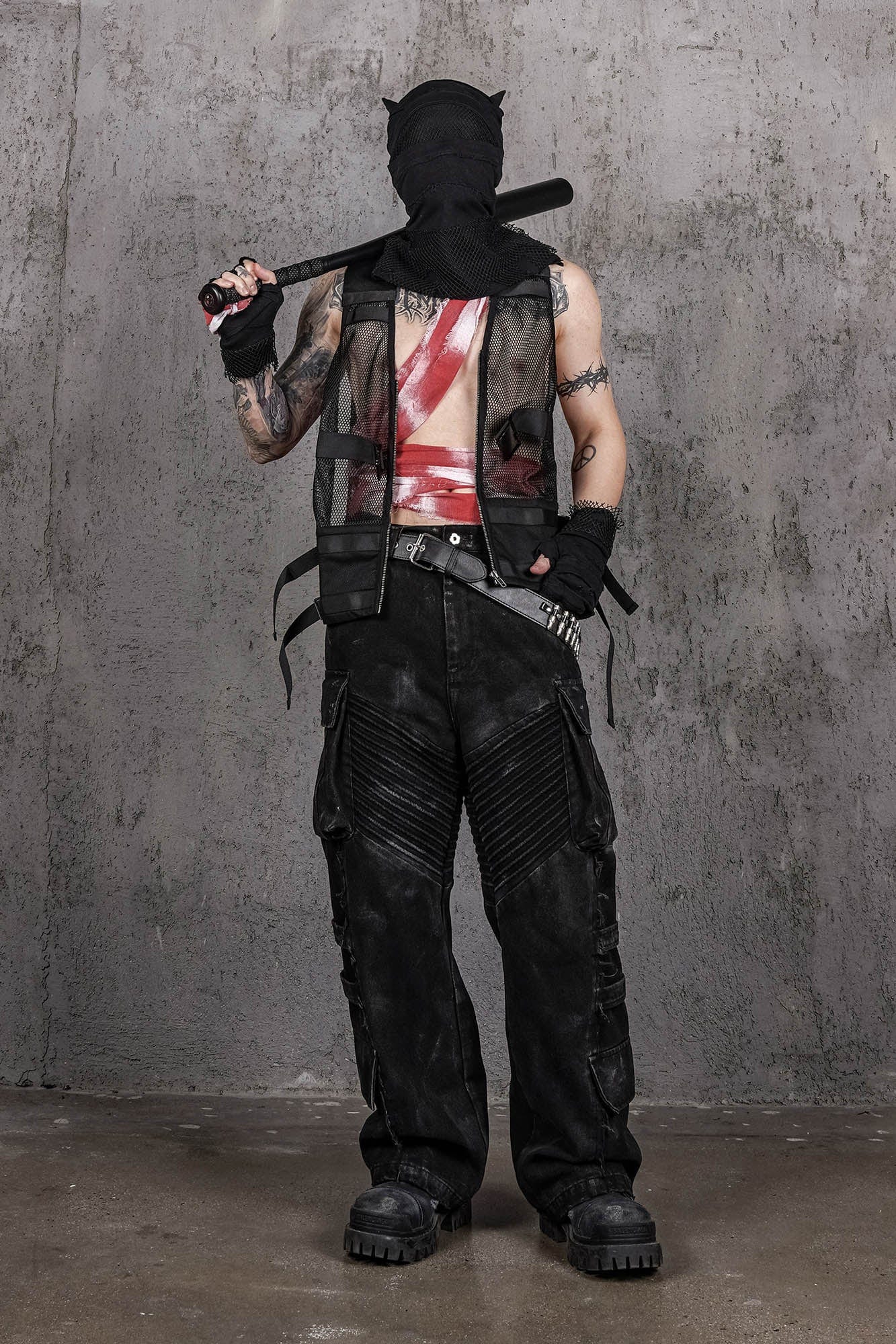 UNDERWATER Deconstructed Distressed Wanderer Multi-Pocket Jeans, premium urban and streetwear designers apparel on PROJECTISR.com, UNDERWATER