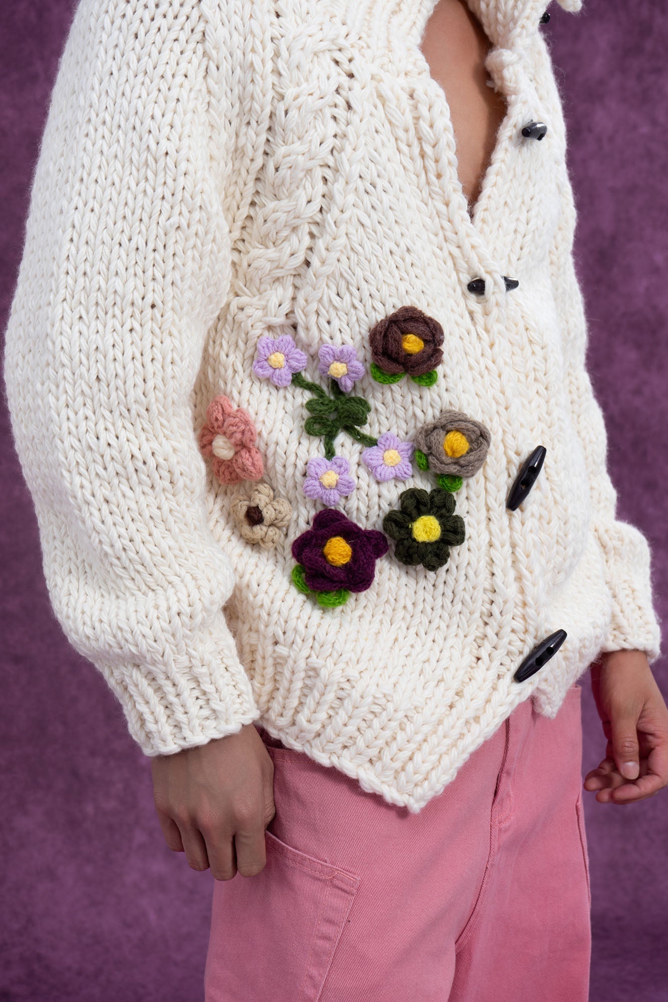 CLP Chunky Bloom Stand-Collar Cardigan