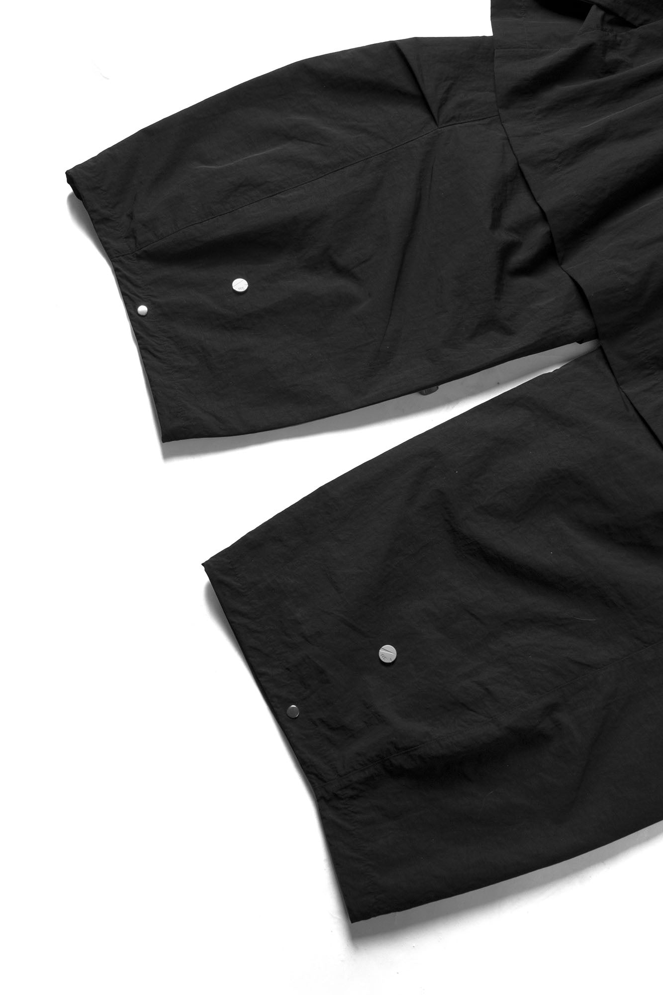 RELABEL Drawstring Layered Double-Waistband Parachute Pants Black, premium urban and streetwear designers apparel on PROJECTISR.com, RELABEL