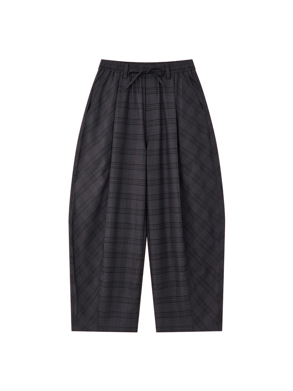 OPICLOTH Retro Paneled Plaid Drawstring Oversized Pants, premium urban and streetwear designers apparel on PROJECTISR.com, OPICLOTH