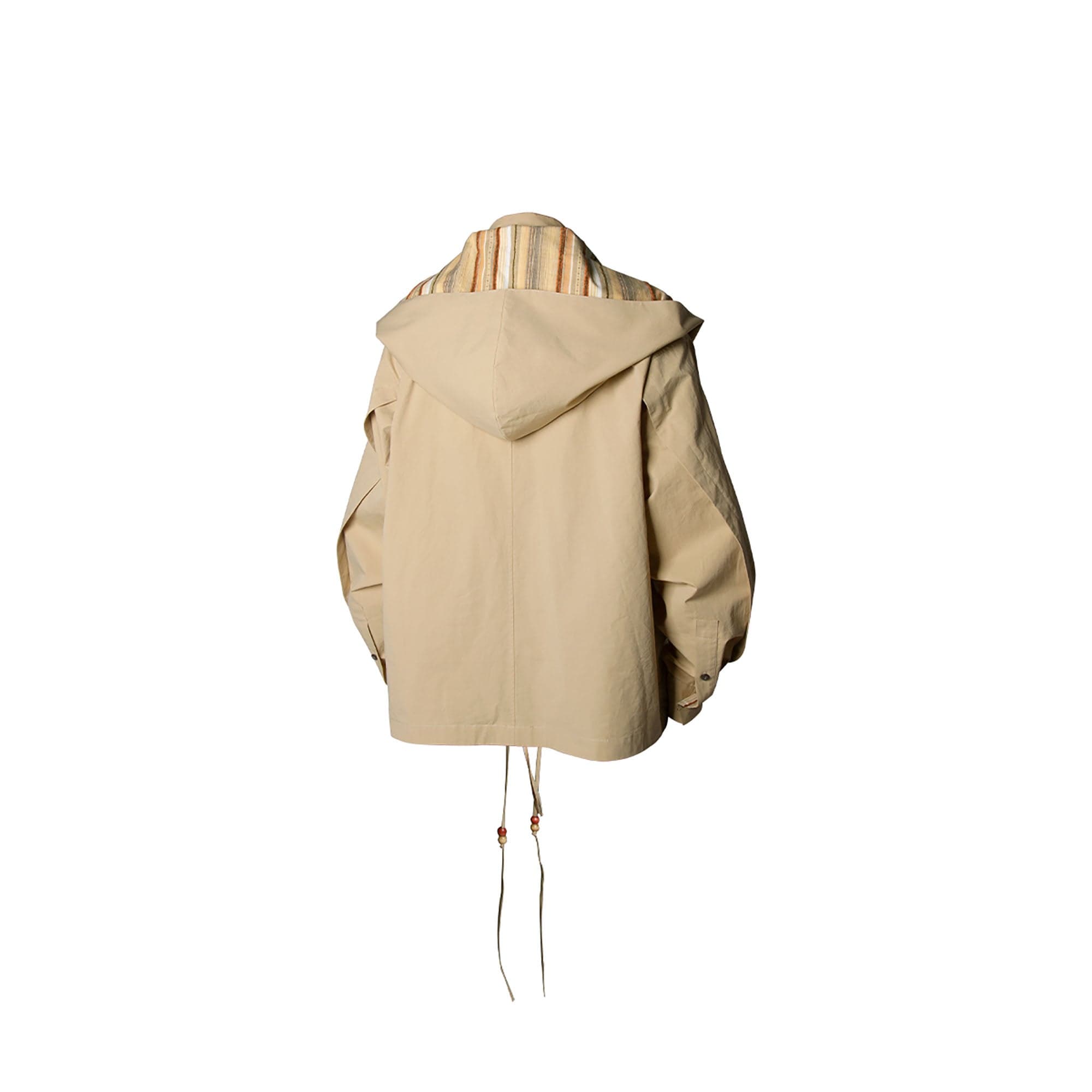 RELABEL Detachable Hood Beaded Ruched Shirt Brown, premium urban and streetwear designers apparel on PROJECTISR.com, RELABEL