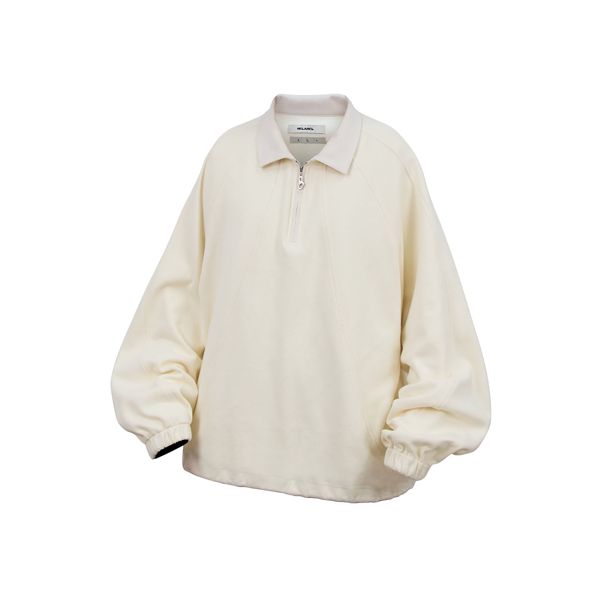 RELABEL Raglan Drawstring-Hem Polo Sweatshirt