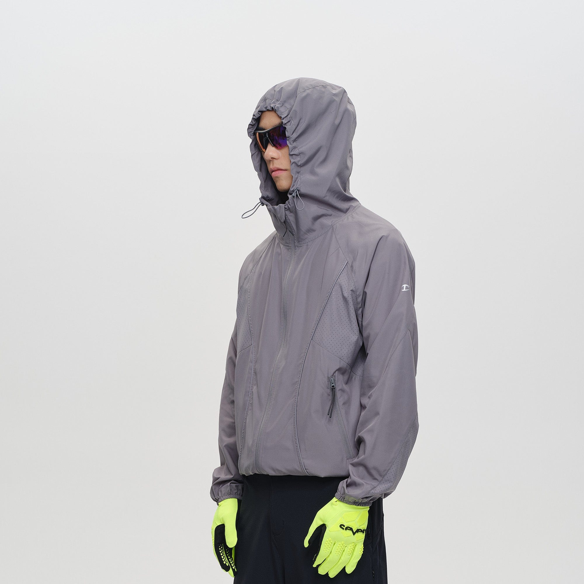 CATSSTAC Spliced Laser-Perforated Waterproof UV Production Hooded Jacket, premium urban and streetwear designers apparel on PROJECTISR.com, CATSSTAC