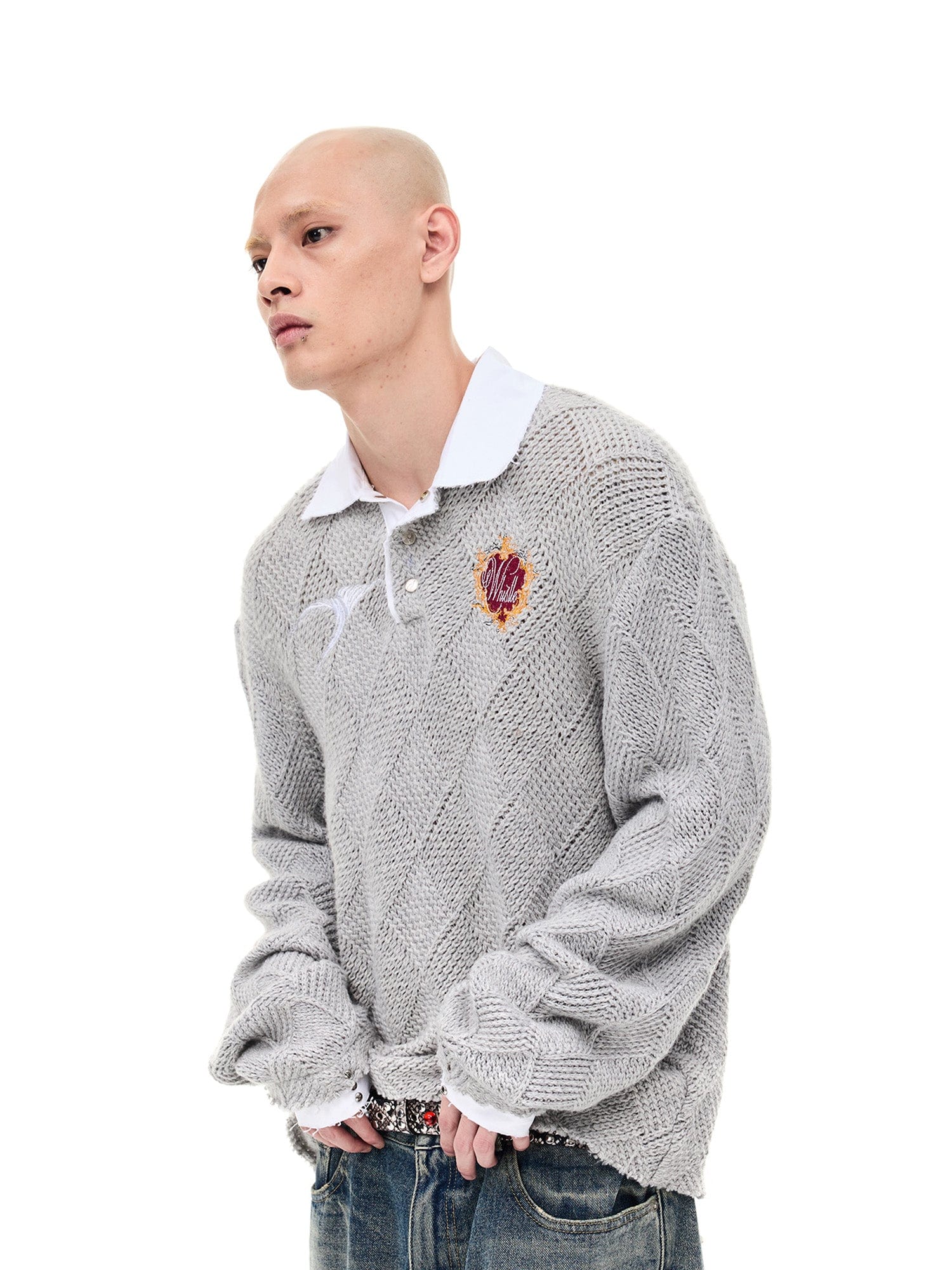 WHISTLEHUNTER Argyle Wool-Blend Polo Sweater, premium urban and streetwear designers apparel on PROJECTISR.com, WHISTLEHUNTER