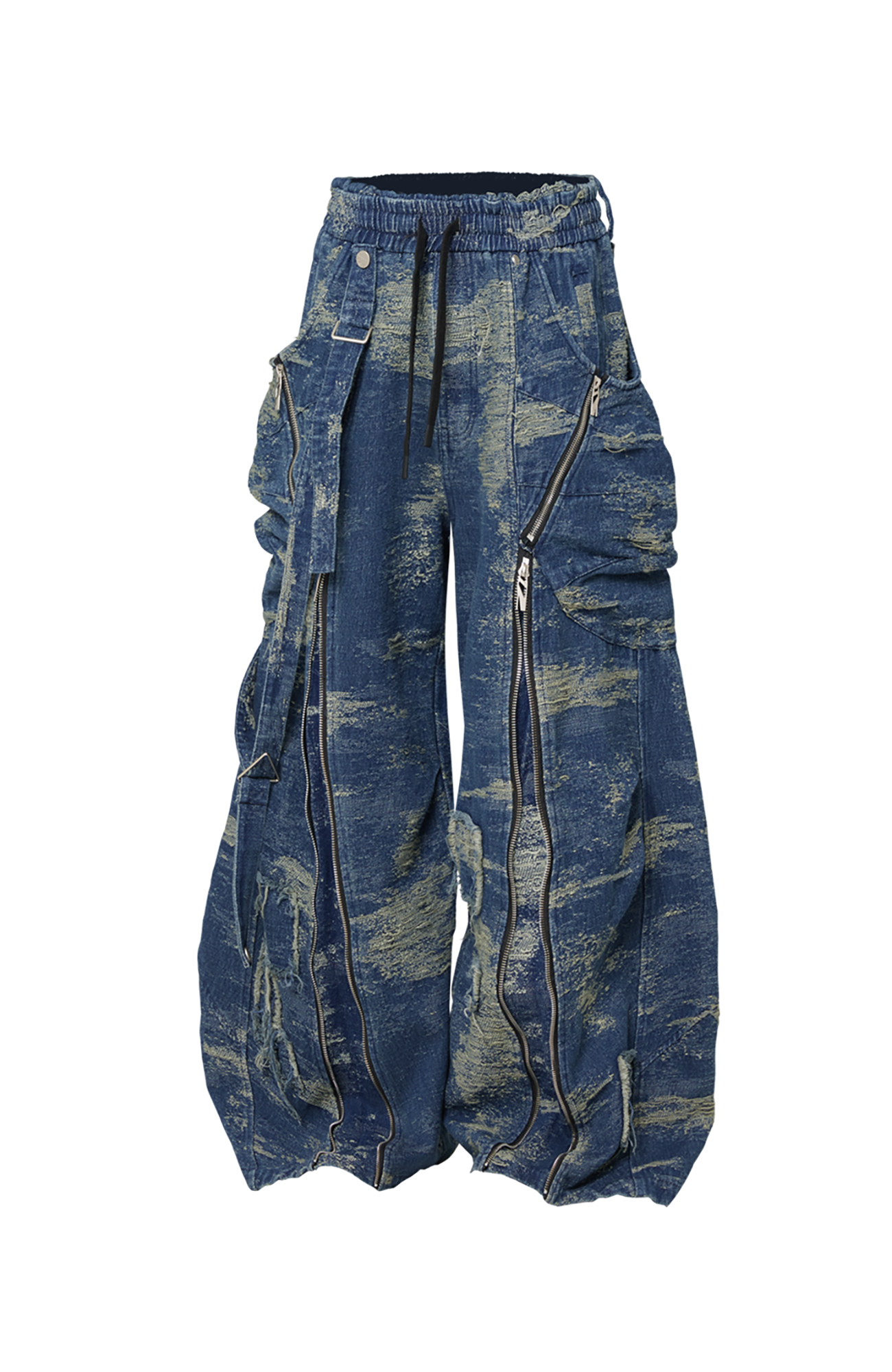 RELABEL Convertible Distressed Denim Overalls