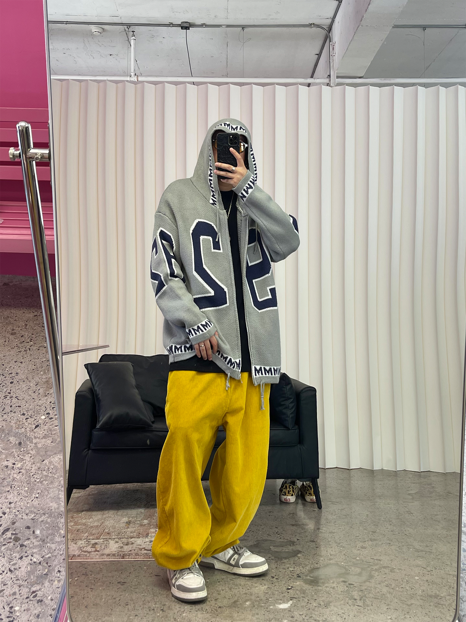 ME DA IGUAL Number-Jacquard Knit Zip Hoodie