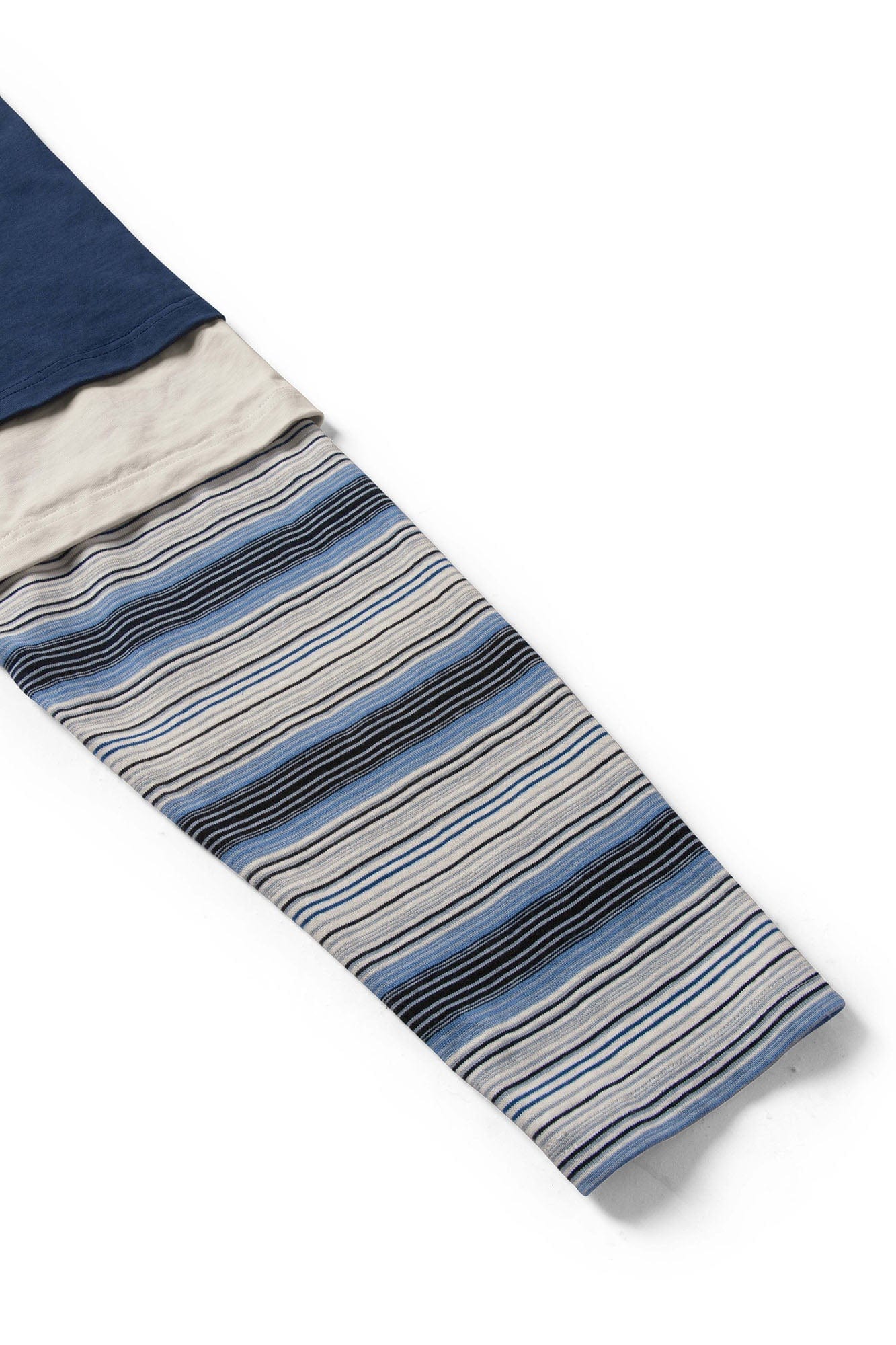 RELABEL Layered Stripe-Sleeve Lace-Up Sweatshirt Blue, premium urban and streetwear designers apparel on PROJECTISR.com, RELABEL
