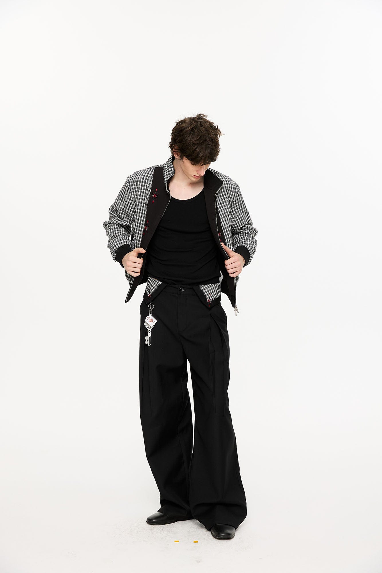KREATE Folded Check Waistband Pleated Trousers, premium urban and streetwear designers apparel on PROJECTISR.com, KREATE