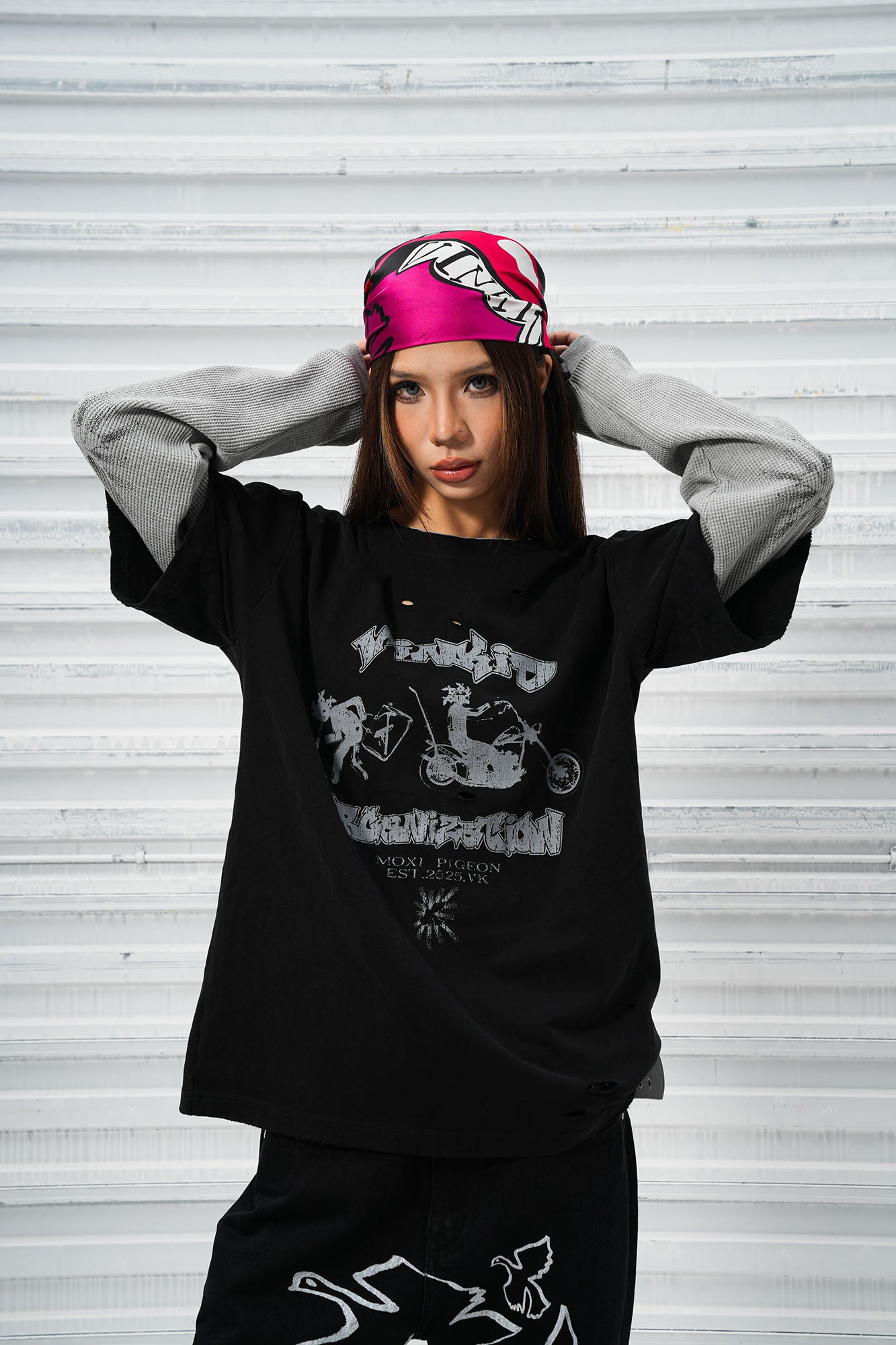 VINKID Stacked Sleeve Graphic Long-Sleeve Tee, premium urban and streetwear designers apparel on PROJECTISR.com, VINKID