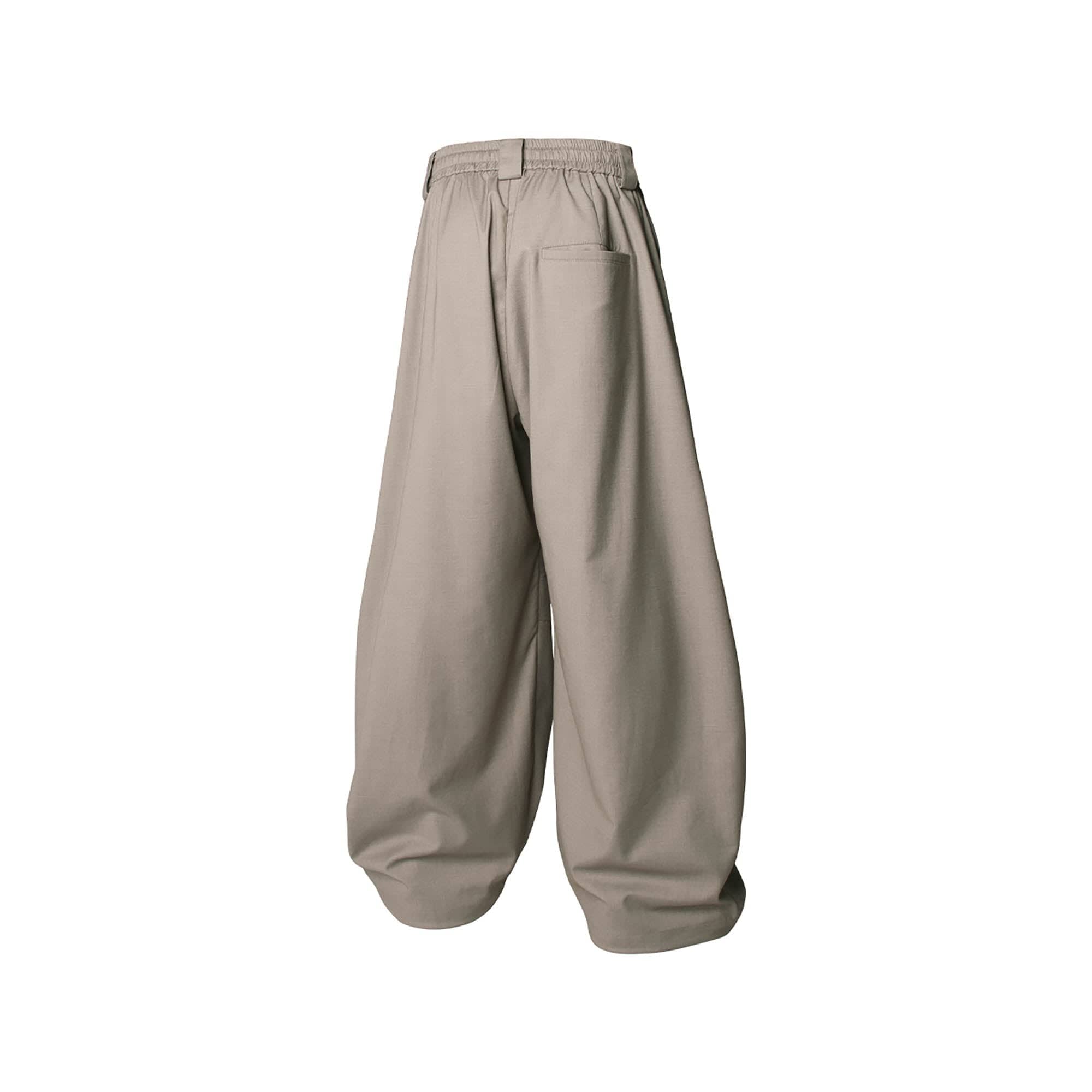 RELABEL Pleated Drawstring Curved Wide-Leg Trousers