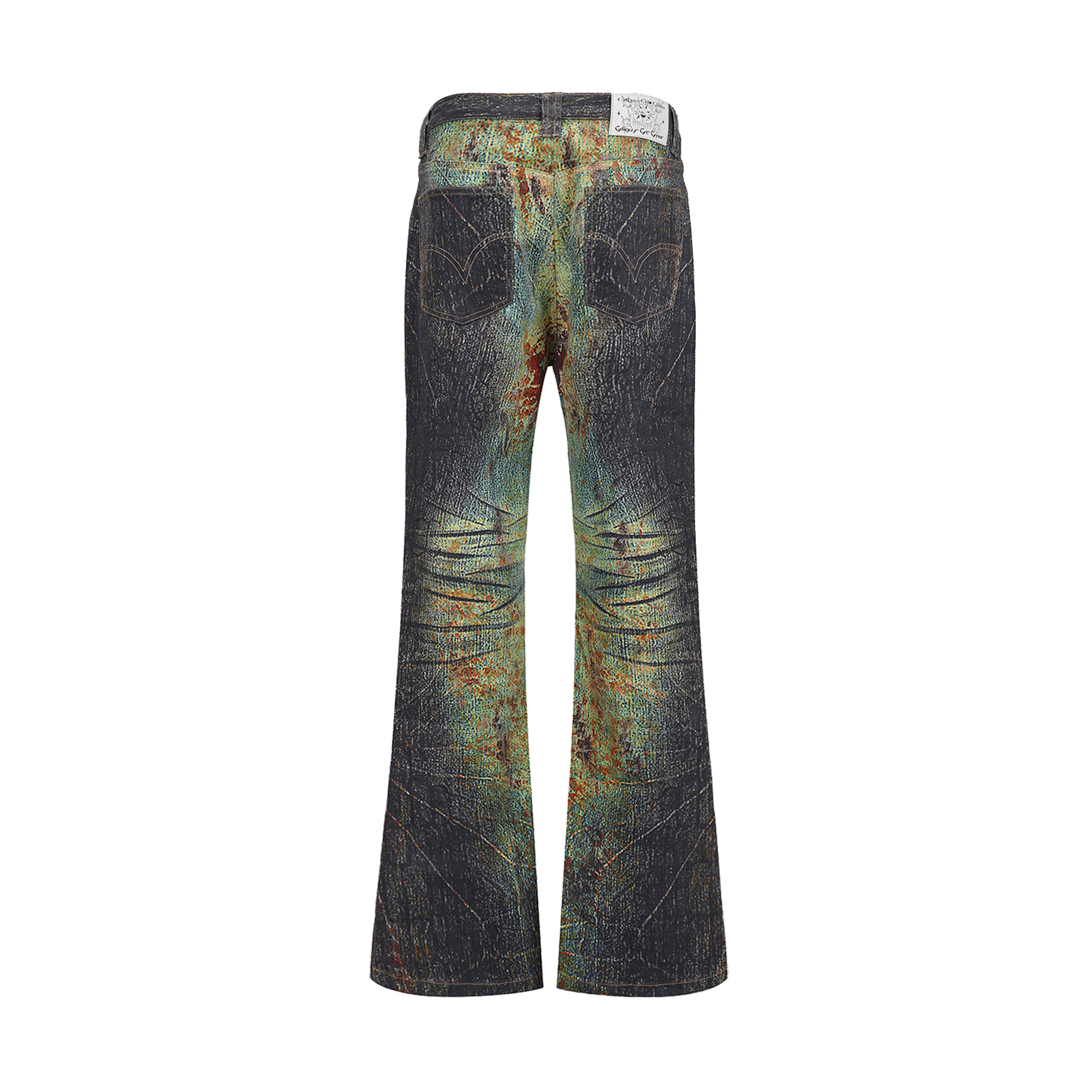 CYCYCY Iridescent Croc Full-Print Slim Flared Jeans