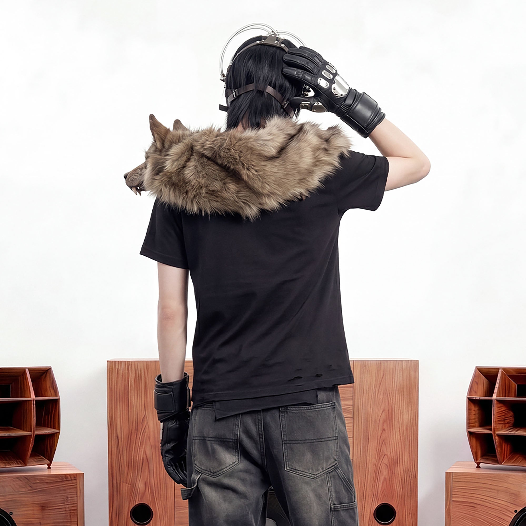 NOTHINGNESS WORLD Distressed Wormhole Graphic Boxy Tee